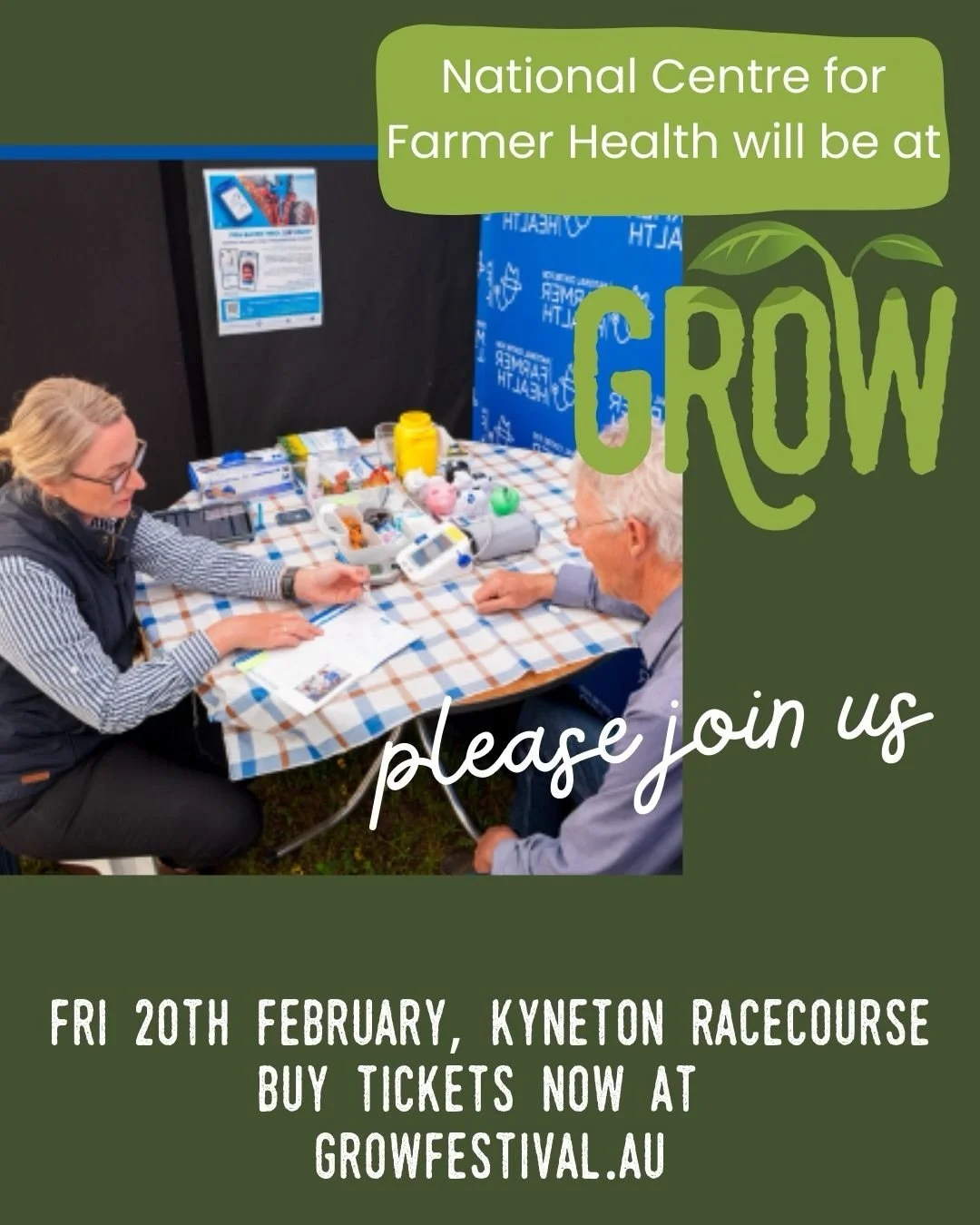 ⭐️GROW People Hub highlight 

The National Centre for Farmer Health team will be at GROW providing free, comprehensive health checks designed specifically for farmers and agricultural workers.

The checks go beyond a standard health test exploring he