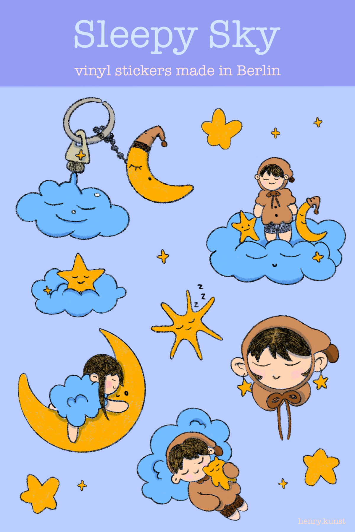 Sleepy Sky Digital Sticker Sheet