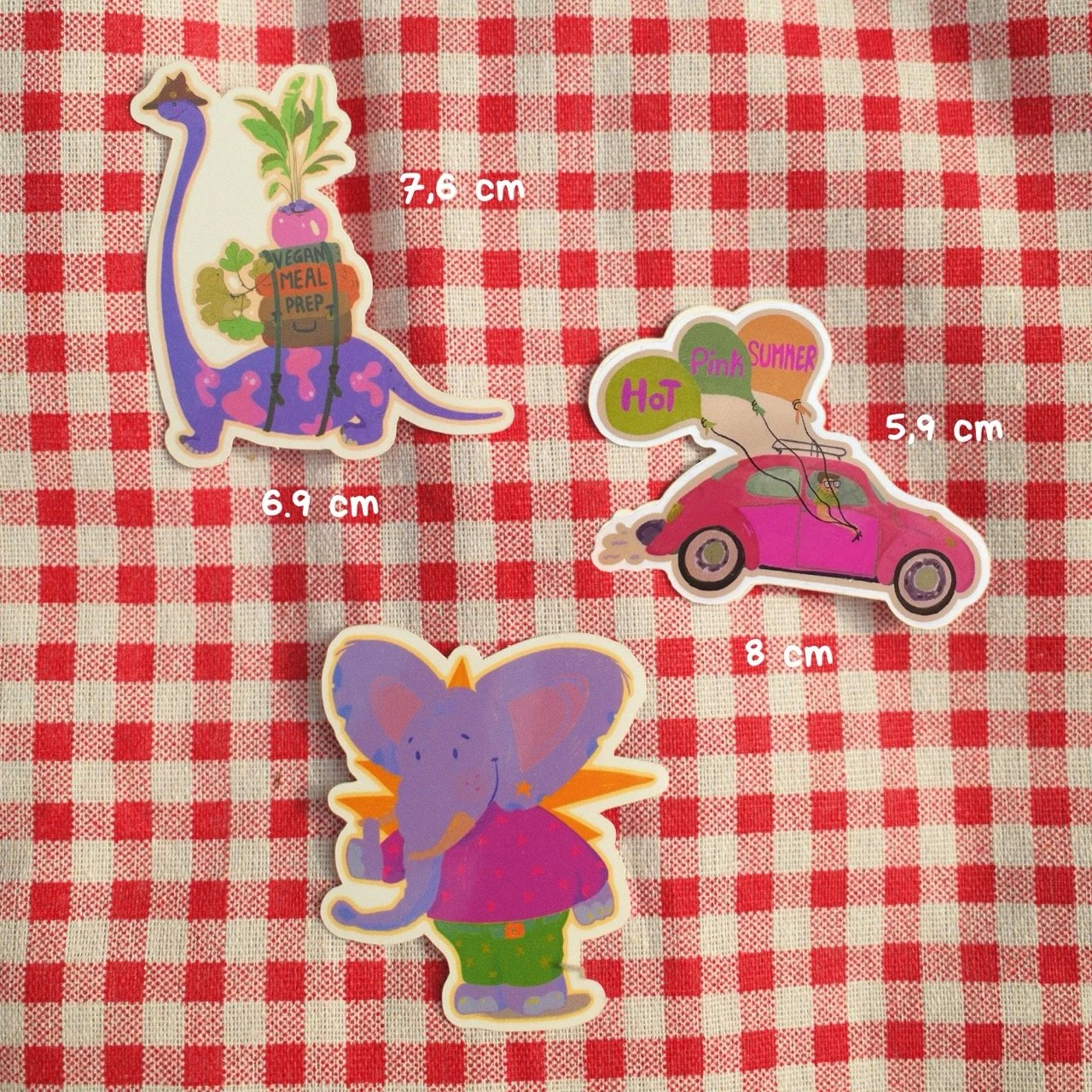 Set 3 Stickers - Hot Pink Summer Collection