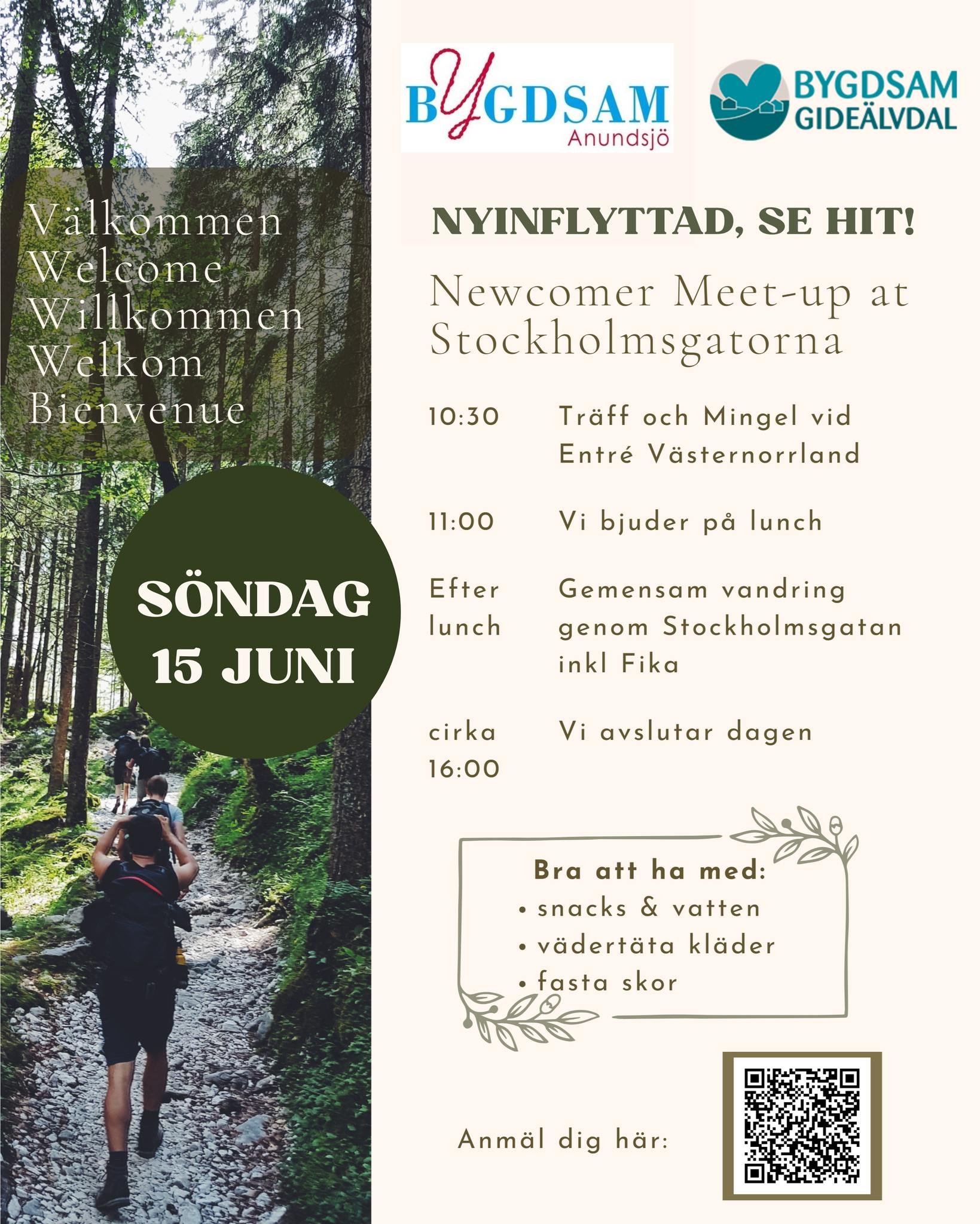 I v&aring;rt omr&aring;de engagerar vi oss aktivt f&ouml;r de som har flyttat hit. I &aring;r har vi ett projekt p&aring; g&aring;ng d&auml;r vi tr&auml;ffar nyinflyttade och hittar p&aring; roliga saker tillsammans samt ser &ouml;ver vilket st&ouml;