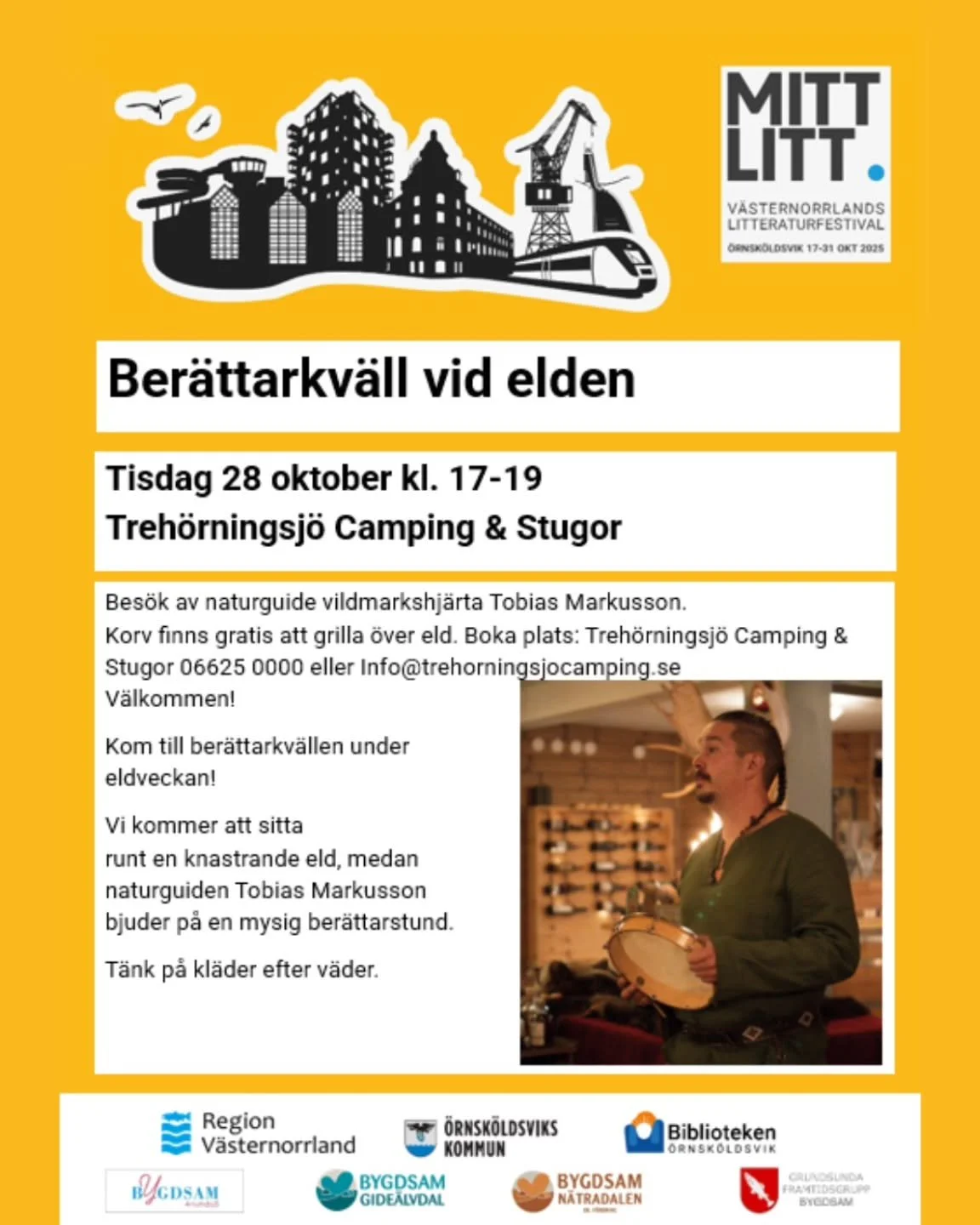 🔥 V&auml;lkommen p&aring; ber&auml;ttarkv&auml;ll vid elden! 🔥
Tisdag 28 oktober kl. 17&ndash;19 p&aring; Treh&ouml;rningsj&ouml; Camping &amp; Stugor.
Naturguide Tobias Markusson bjuder p&aring; en magisk kv&auml;ll runt elden.

👉 Boka din plats: