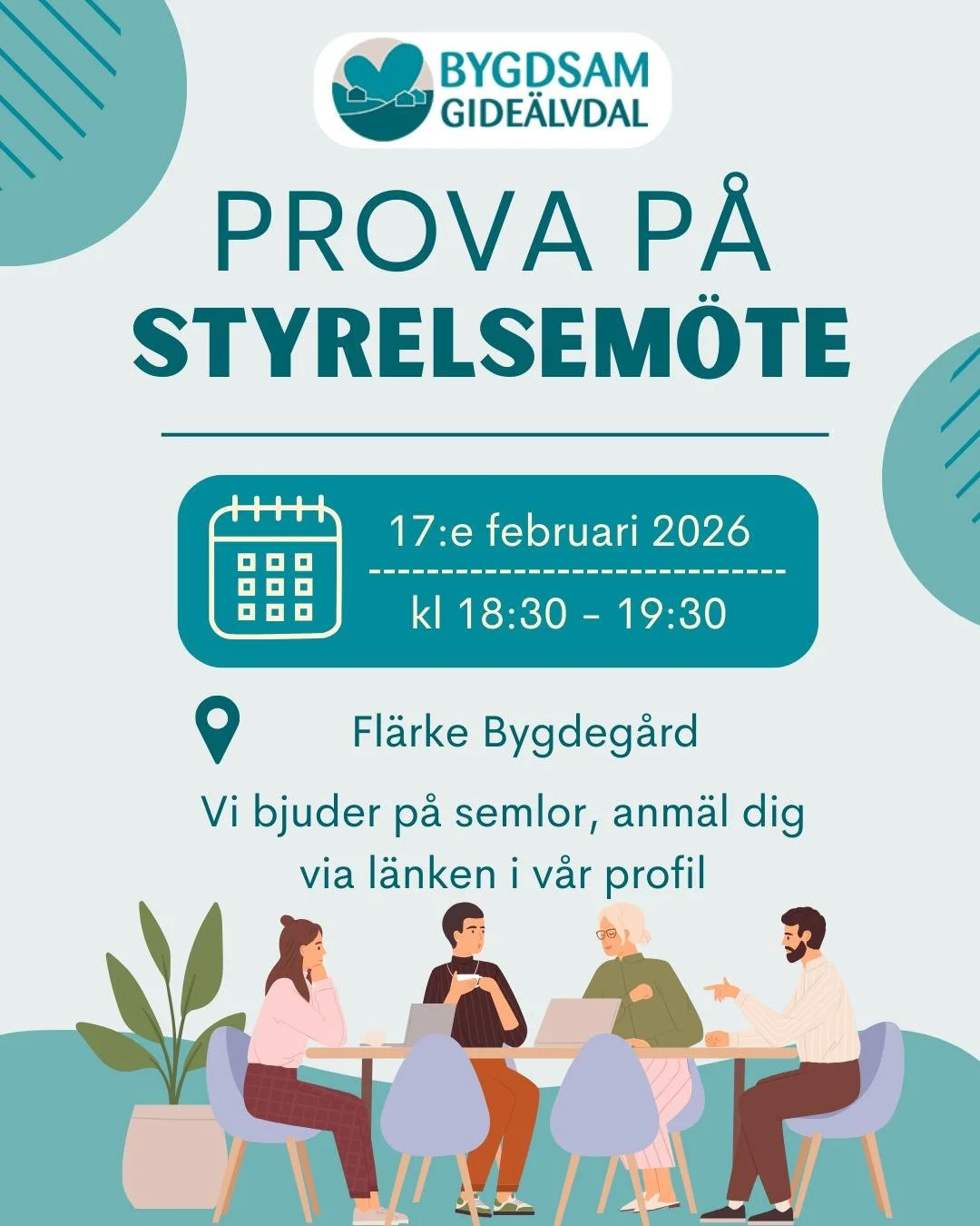 En favorit i repris!

Vi gjorde s&aring; ifjol och k&ouml;r igen i &aring;r:
V&aring;rt sista styrelsem&ouml;te inf&ouml;r &aring;rsm&ouml;tet &auml;r &ouml;ppen f&ouml;r dig som &auml;r nyfiken p&aring; v&aring;rt arbete. Vi kommer att vara p&aring;