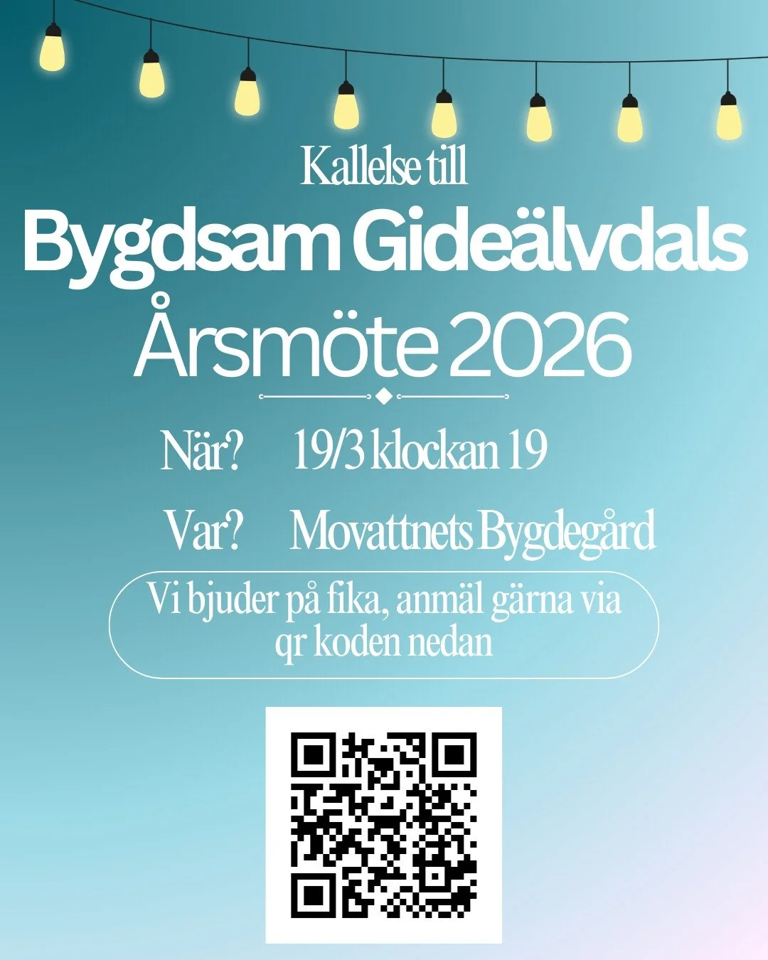Visst har ni alla sett v&aring;r save the date i januari?
Nu kallar vi till &aring;rsm&ouml;te 2026 den 19/3 i Movattnet!

Som vanligt bjuder vi p&aring; fika och ser g&auml;rna att man anm&auml;ler sig s&aring; vi vet hur mycket vi ska fixa.

Anm&au
