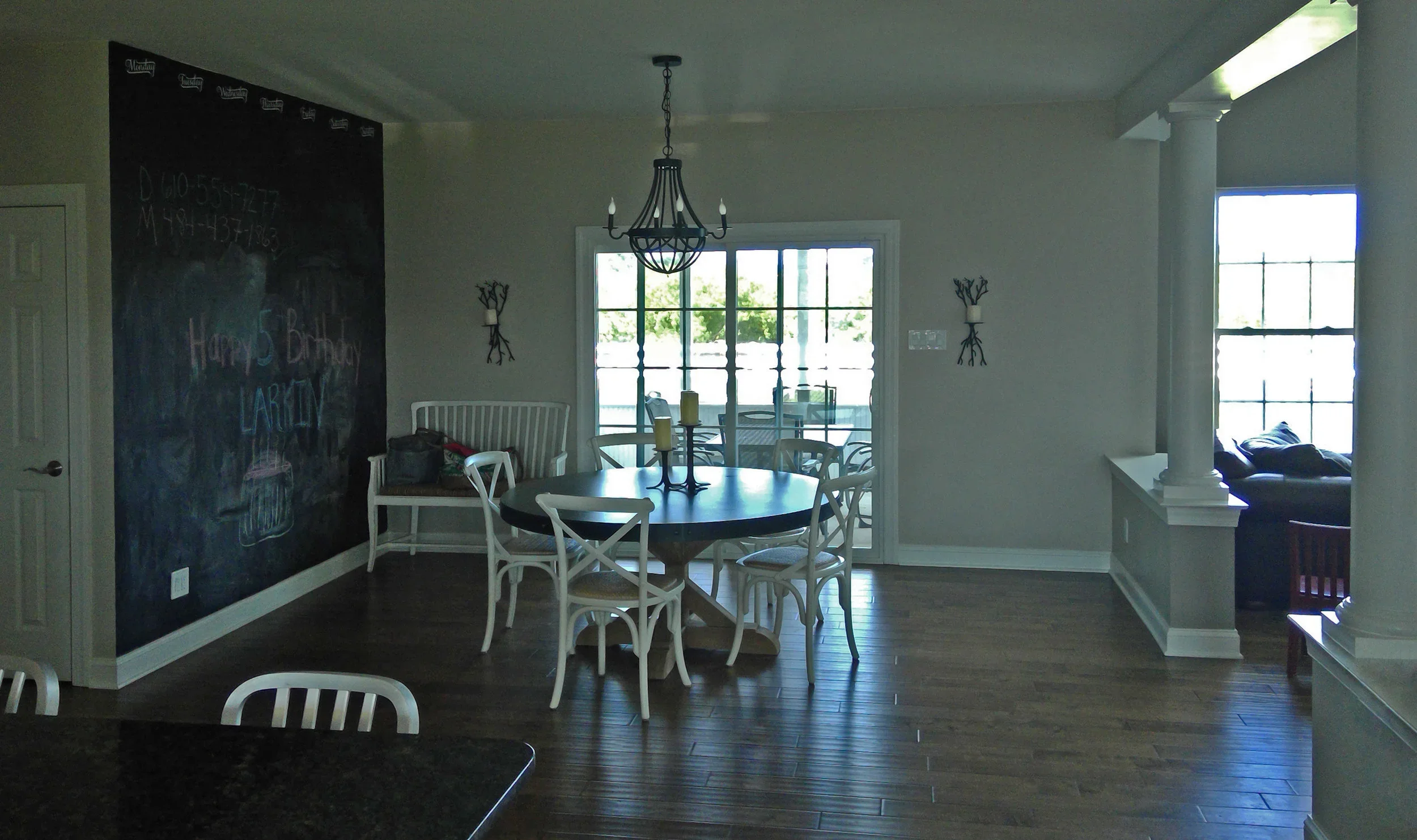 Breakfast area with sliding glass doors