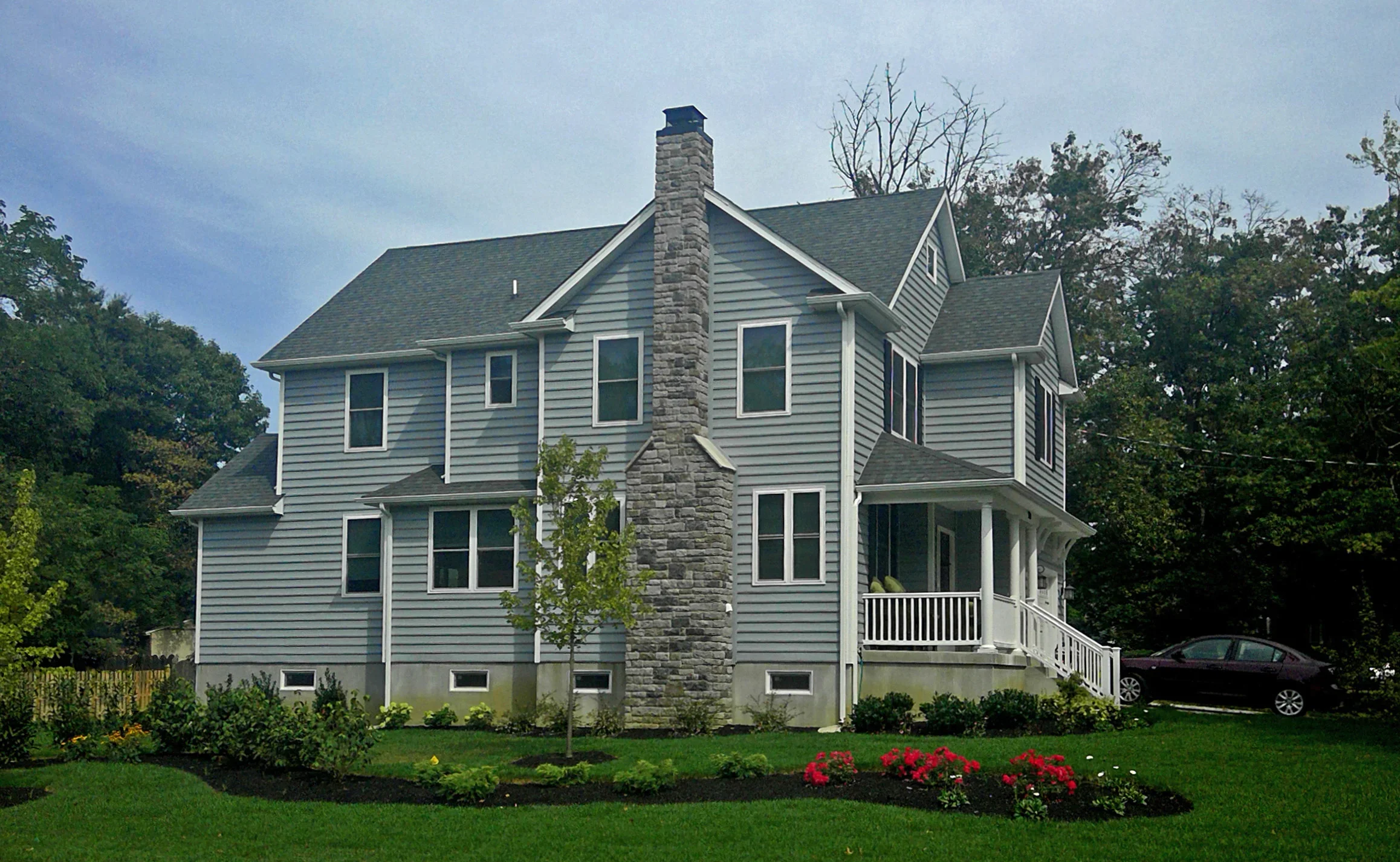 Left side of two-story home