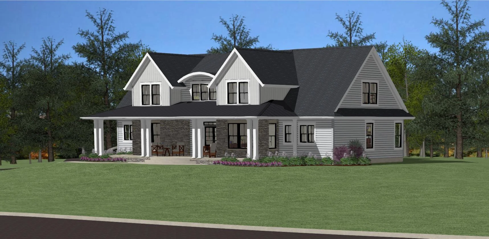 Front right of home with second-story gables