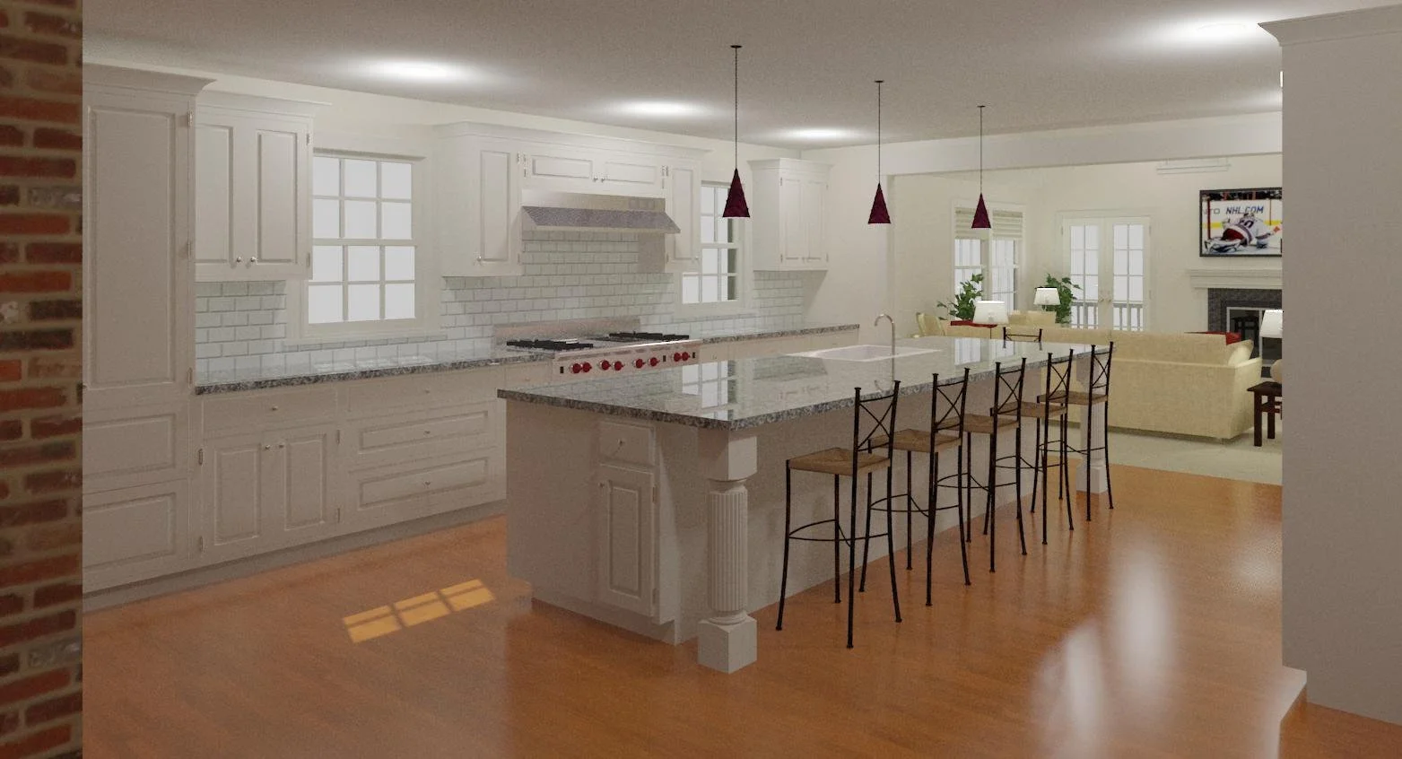 3D model of open kitchen with center island