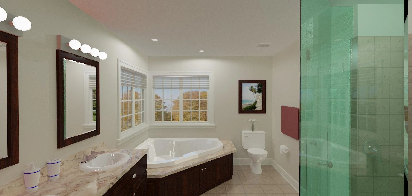 Primary bath with whirlpool tub