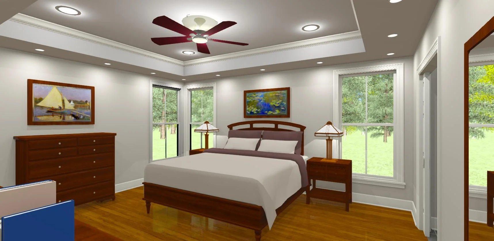 Primary bedroom with tray ceiling