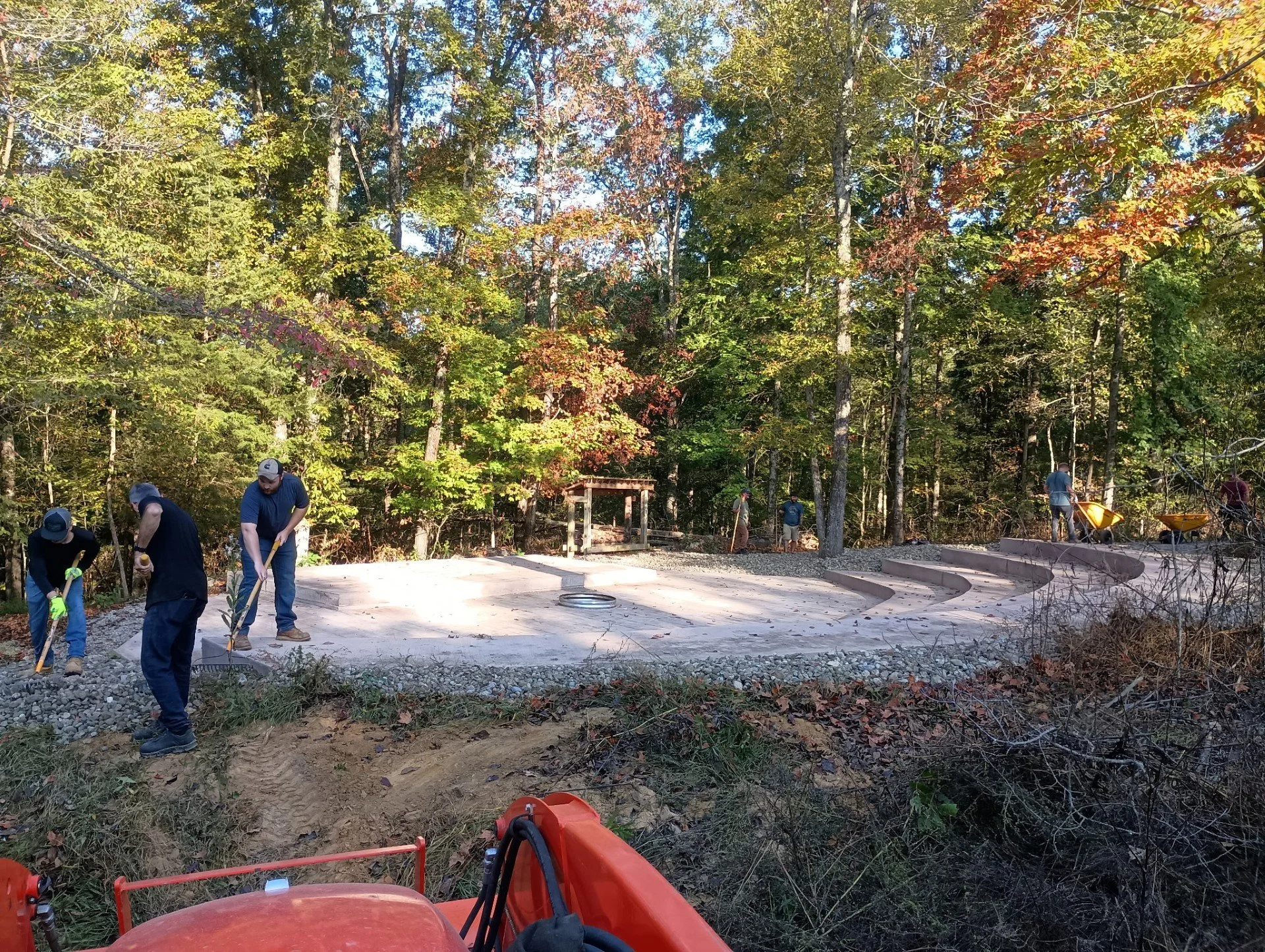 We are grateful to our volunteers from @cummins for dedicating their time and energy to support Happy Hollow Children’s Camp! Last week their team helped with rock installation around our camp fire circle, filling pavement cracks, leaf blowing,