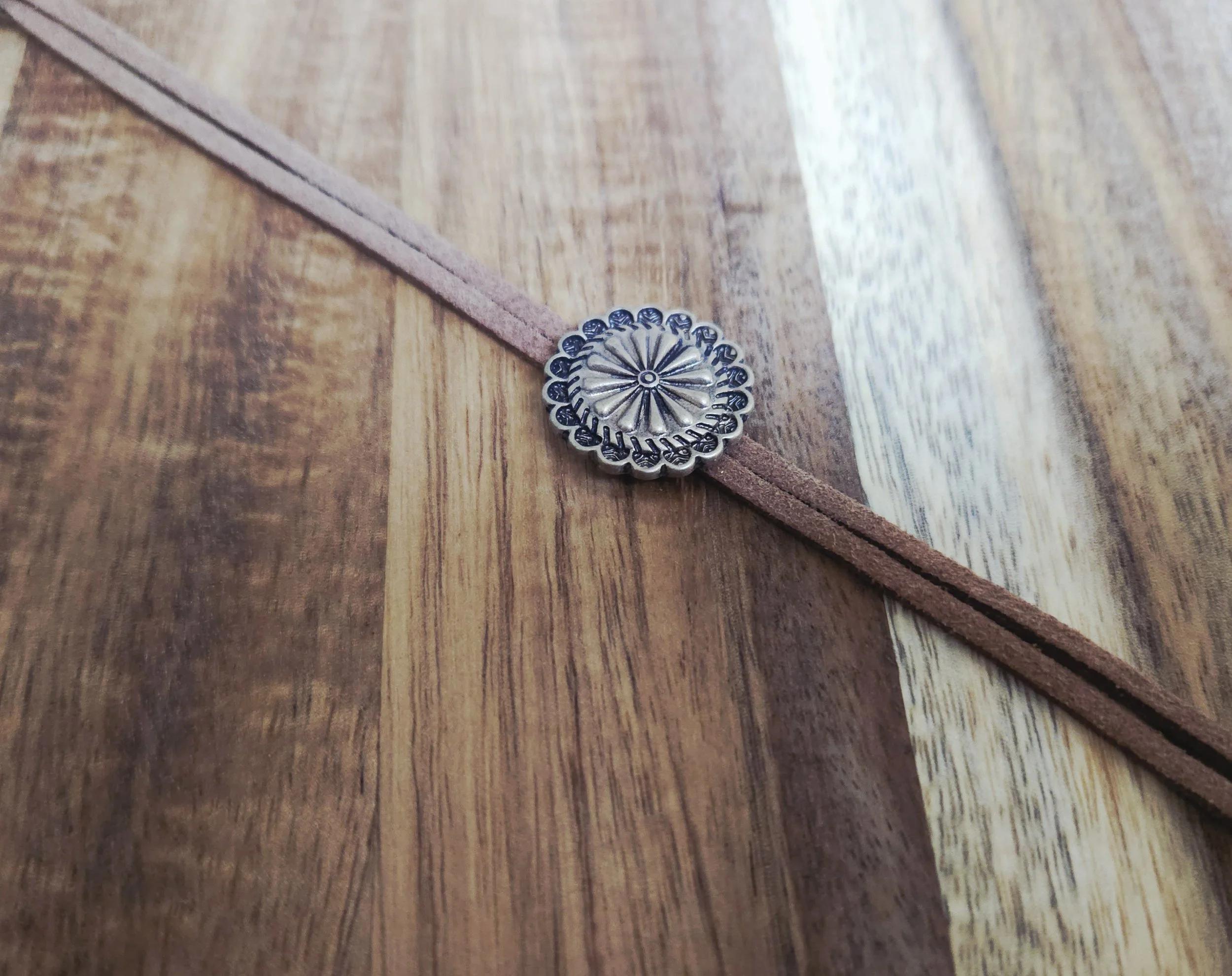 Brown and brass bracelet made with microsuede looks like leather