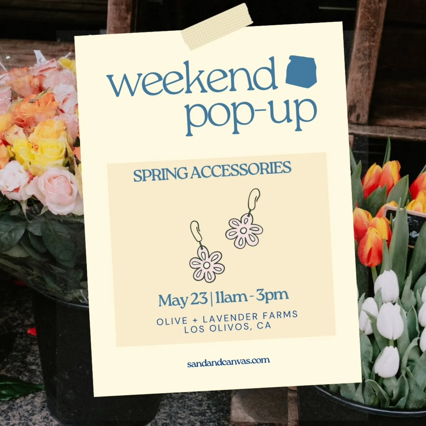 Spring blooms, fresh air, and a little shopping day 🌷✨

Come visit Sand and Canvas at Olive + Lavender Farms in beautiful Los Olivos for a fun spring pop-up filled with cute accessories, new arrivals, and small-town market vibes 🤍

📍 Olive + Laven