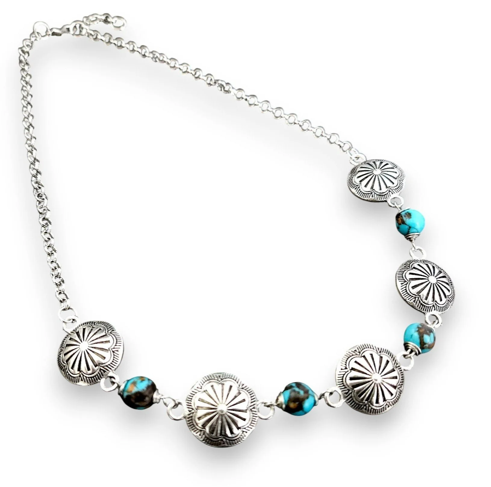 Silver Prairie Western Concho Necklace – Silver Necklace