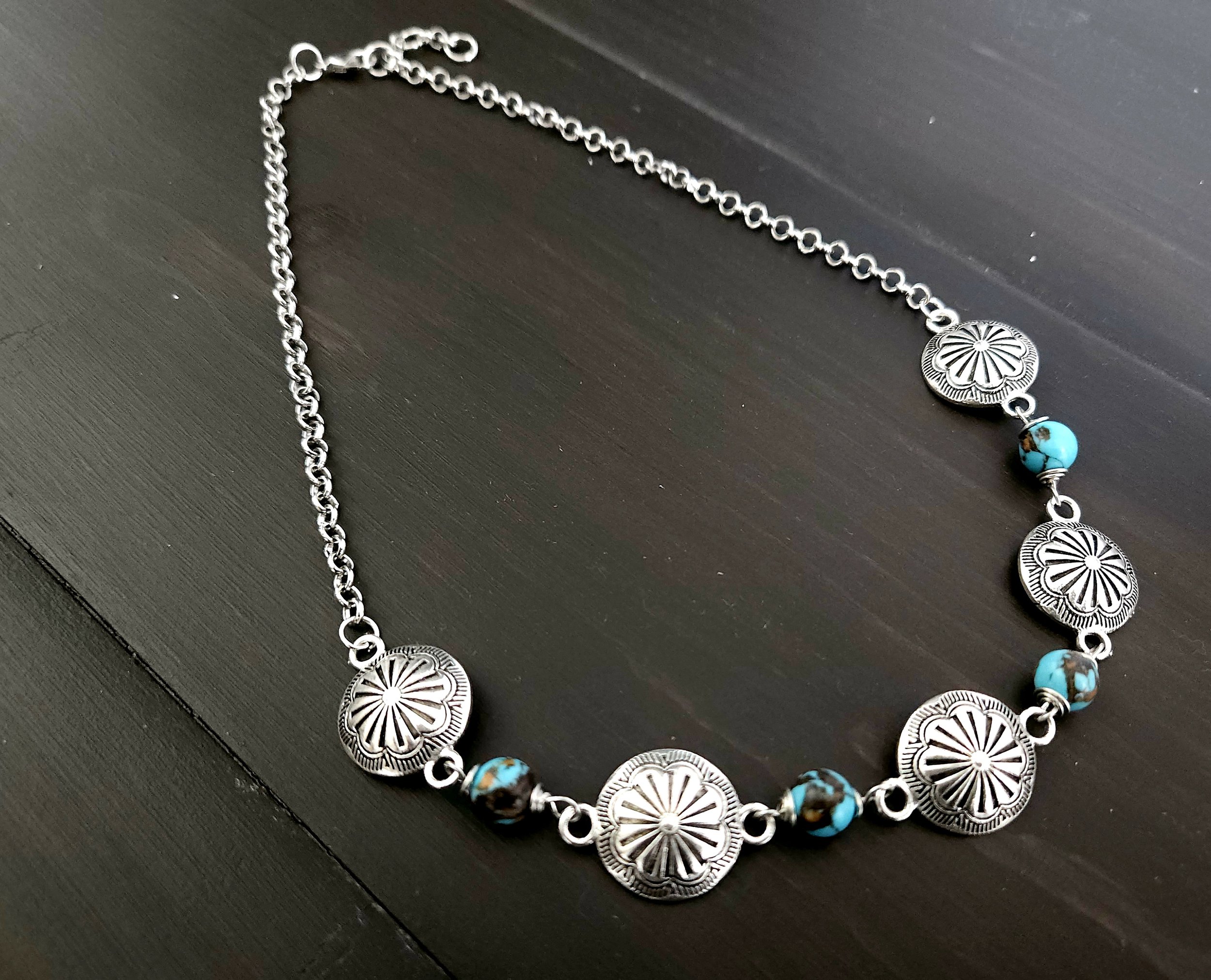 Silver Prairie Western Concho Necklace – Silver Necklace