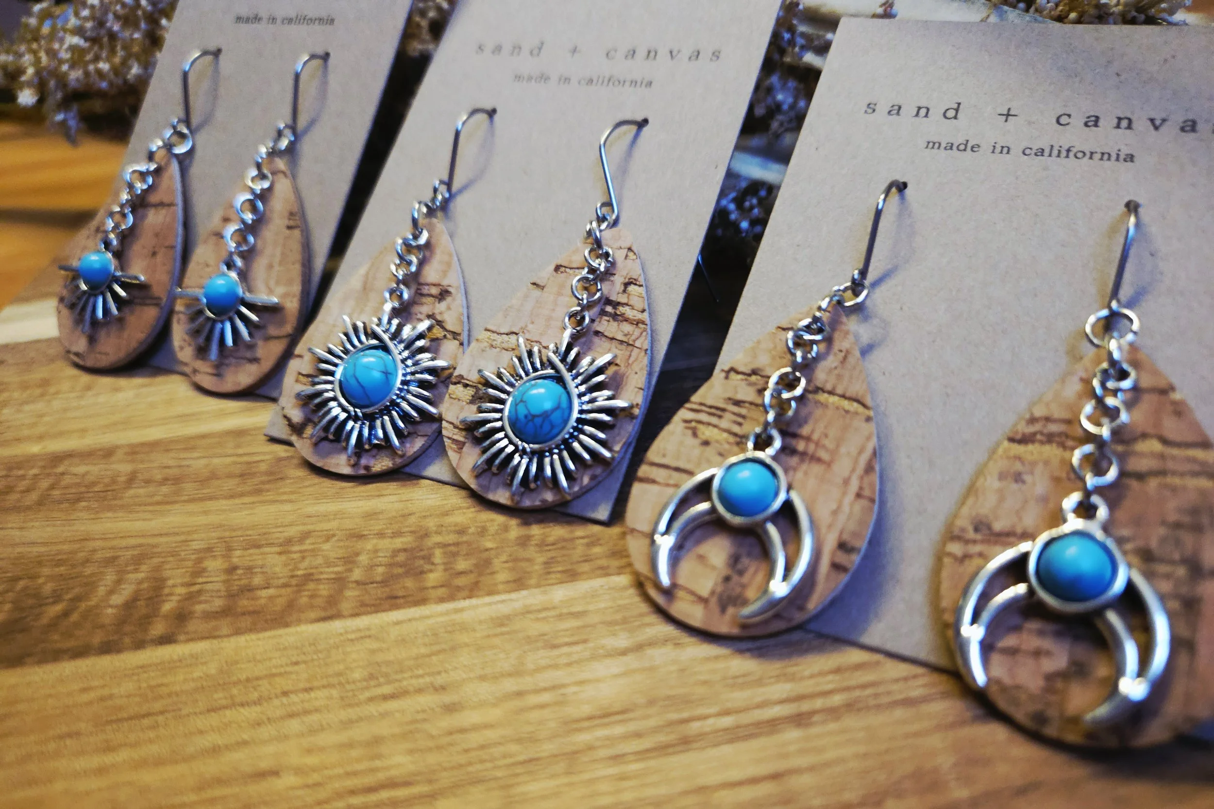 cowgirl earrings with silver and turquoise dangles