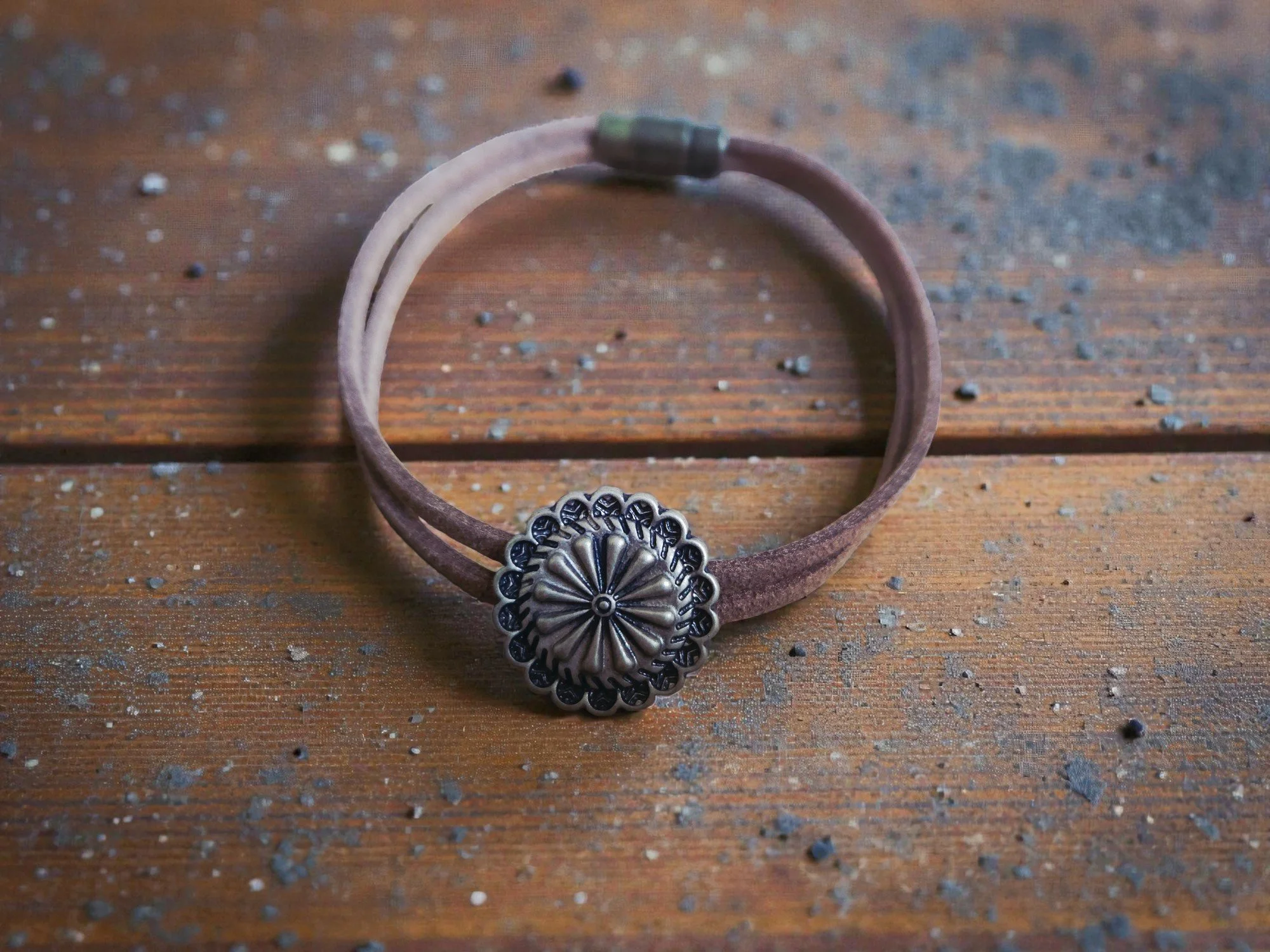 Western Concho Microsuede Bracelet – Magnetic Clasp