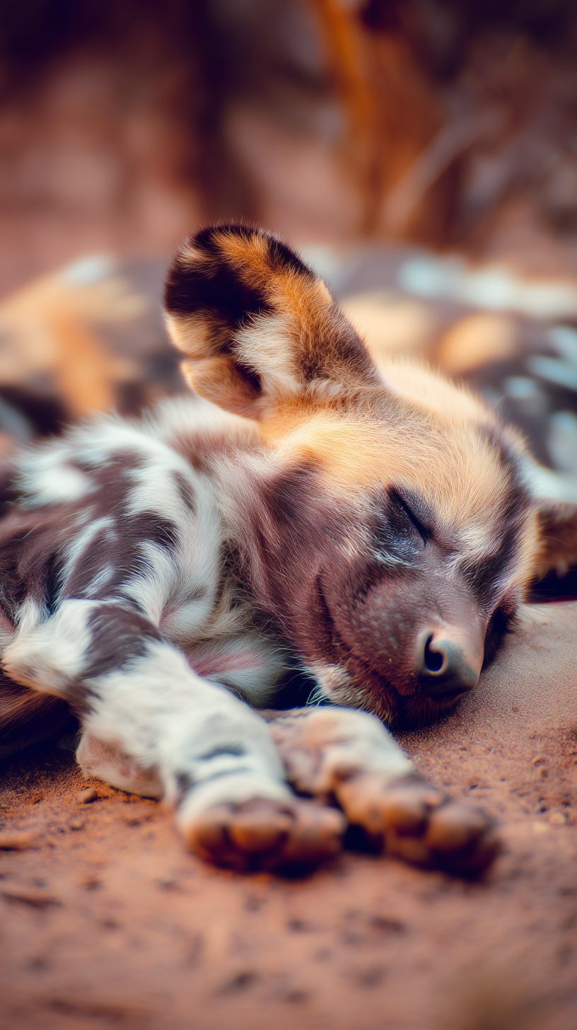 kiddoroboto_Cute_African_wild_dog_baby_sleeping_in_an_African_afae10db-c37a-4588-9b1e-8c5db0480c7d_3.png