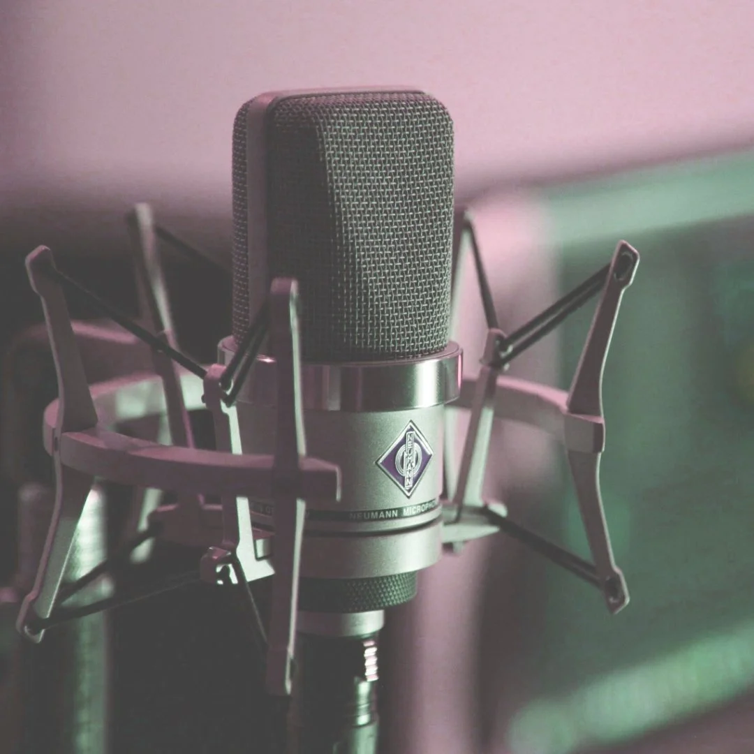 Bild zeigt ein Mikrofon mit einer Halterung bereit zur Aufnahme