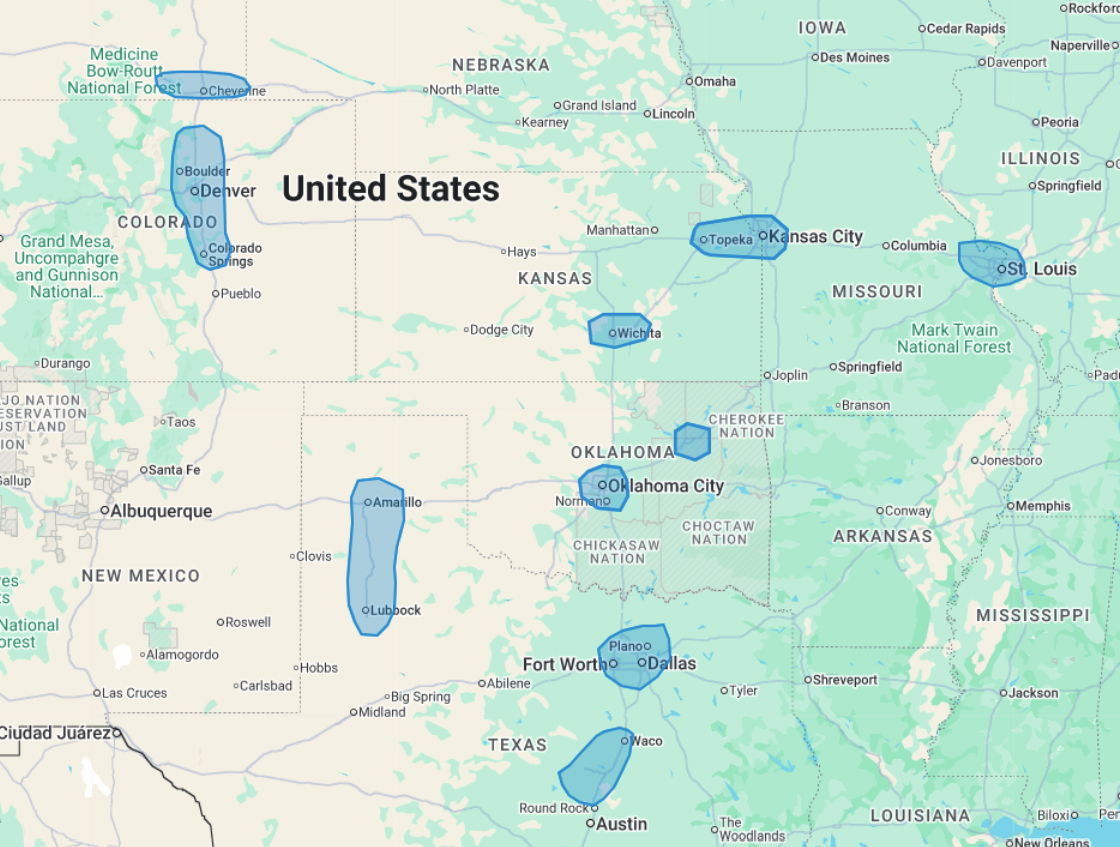 A Map of the Locations VAHS serves.