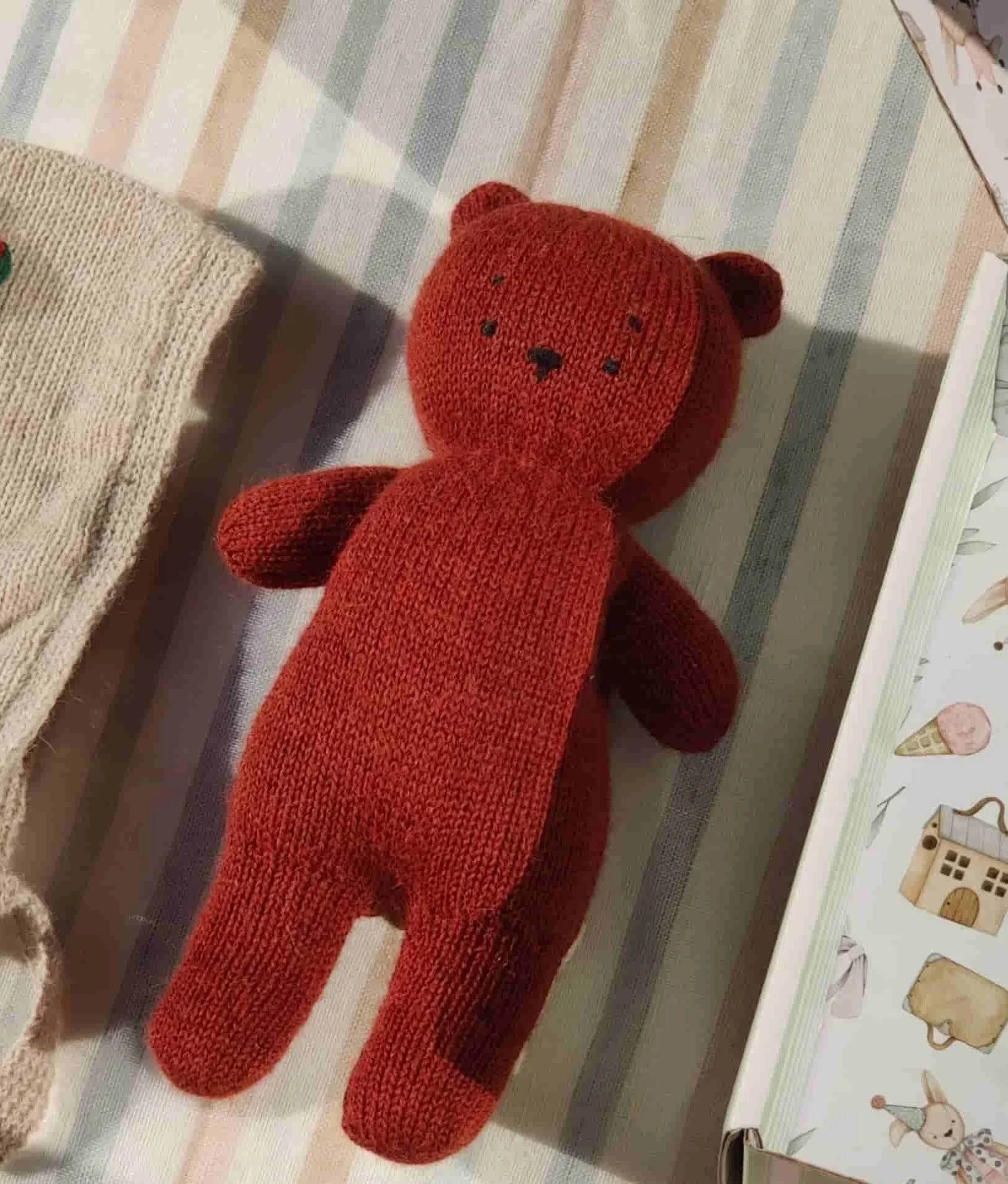 Ourson en peluche terracotta Teddy Bear tricoté en alpaga