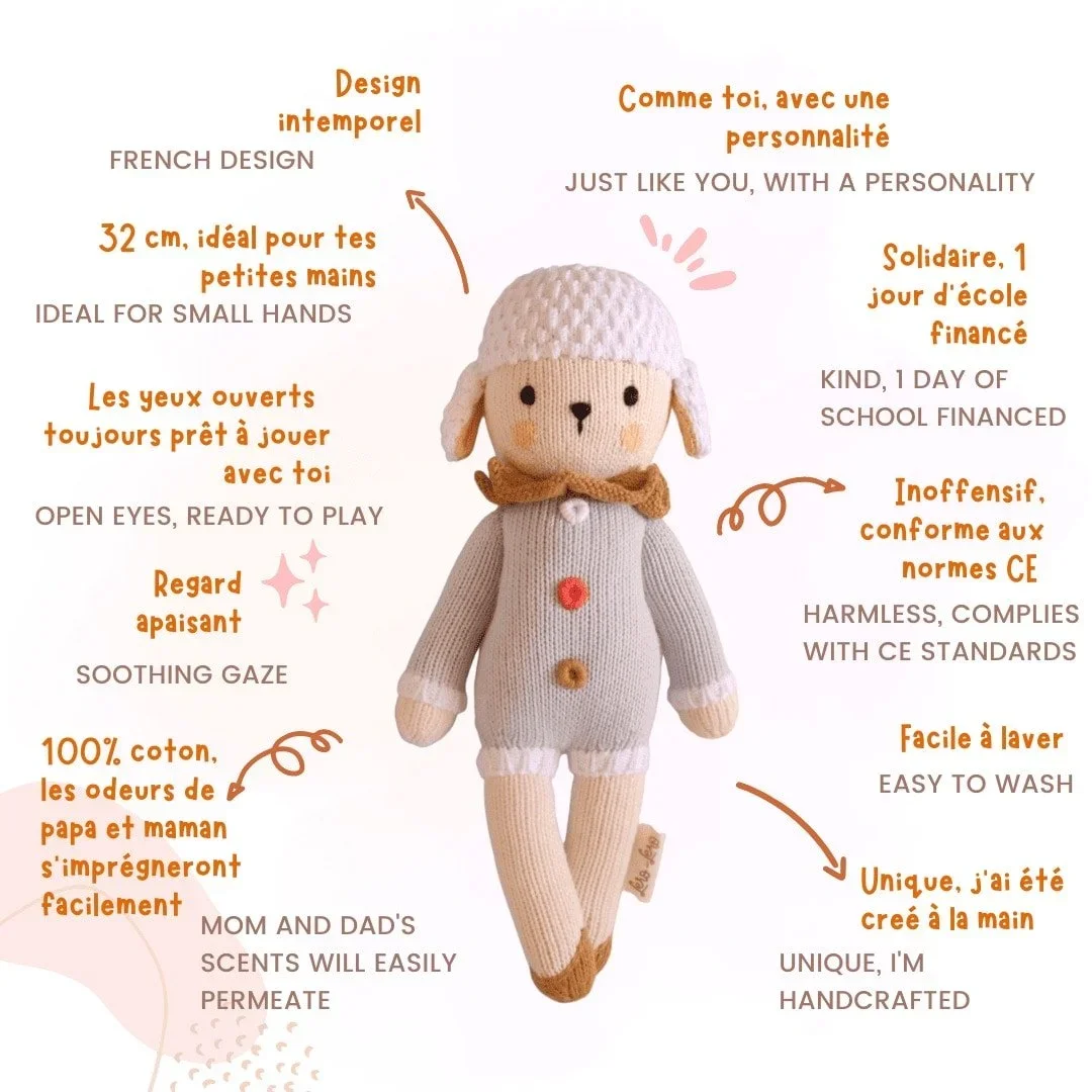 Description et conseils d'utilisation de la peluche mouton Nino Rainbow