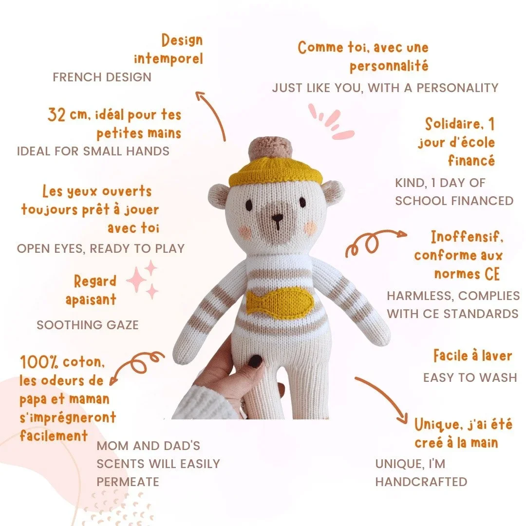 Description et conseils d'utilisation de la peluche ours polaire Yaruc