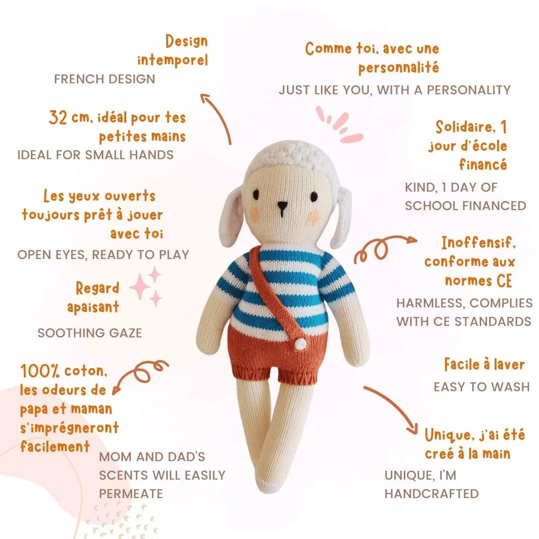 Description et conseils d'utilisation de la peluche mouton Nino Marin
