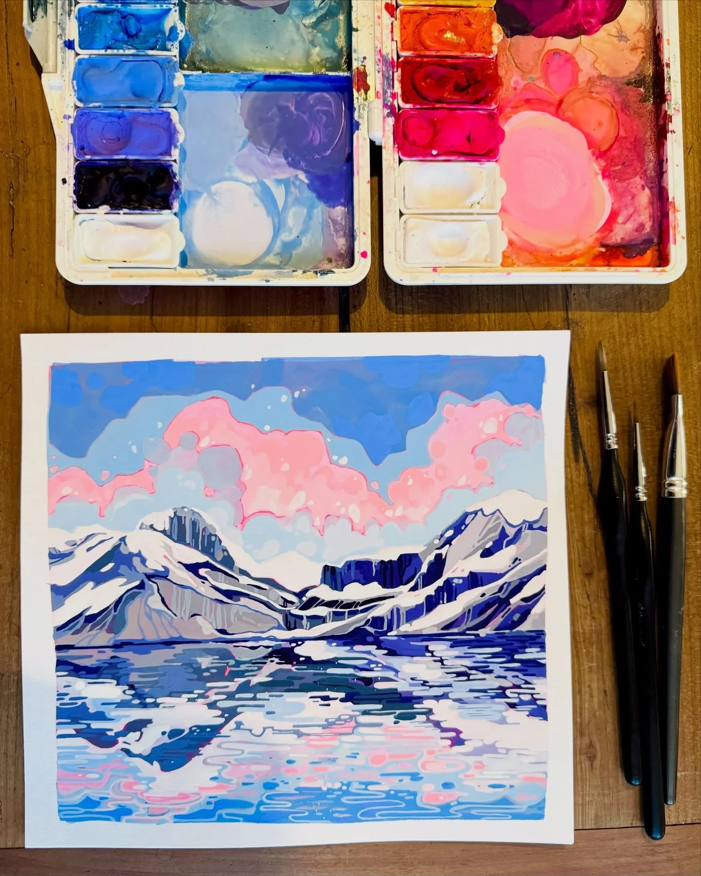 DRAW THE ALPS 7 - Je ne regrette pas d&rsquo;avoir pass&eacute; la journ&eacute;e sur ces petits reflets dans l&rsquo;eau, m&ecirc;me s&rsquo;ils ne sont pas r&eacute;alistes du tout j&rsquo;aime bien l&rsquo;effet que &ccedil;a donne &agrave; l&rsqu