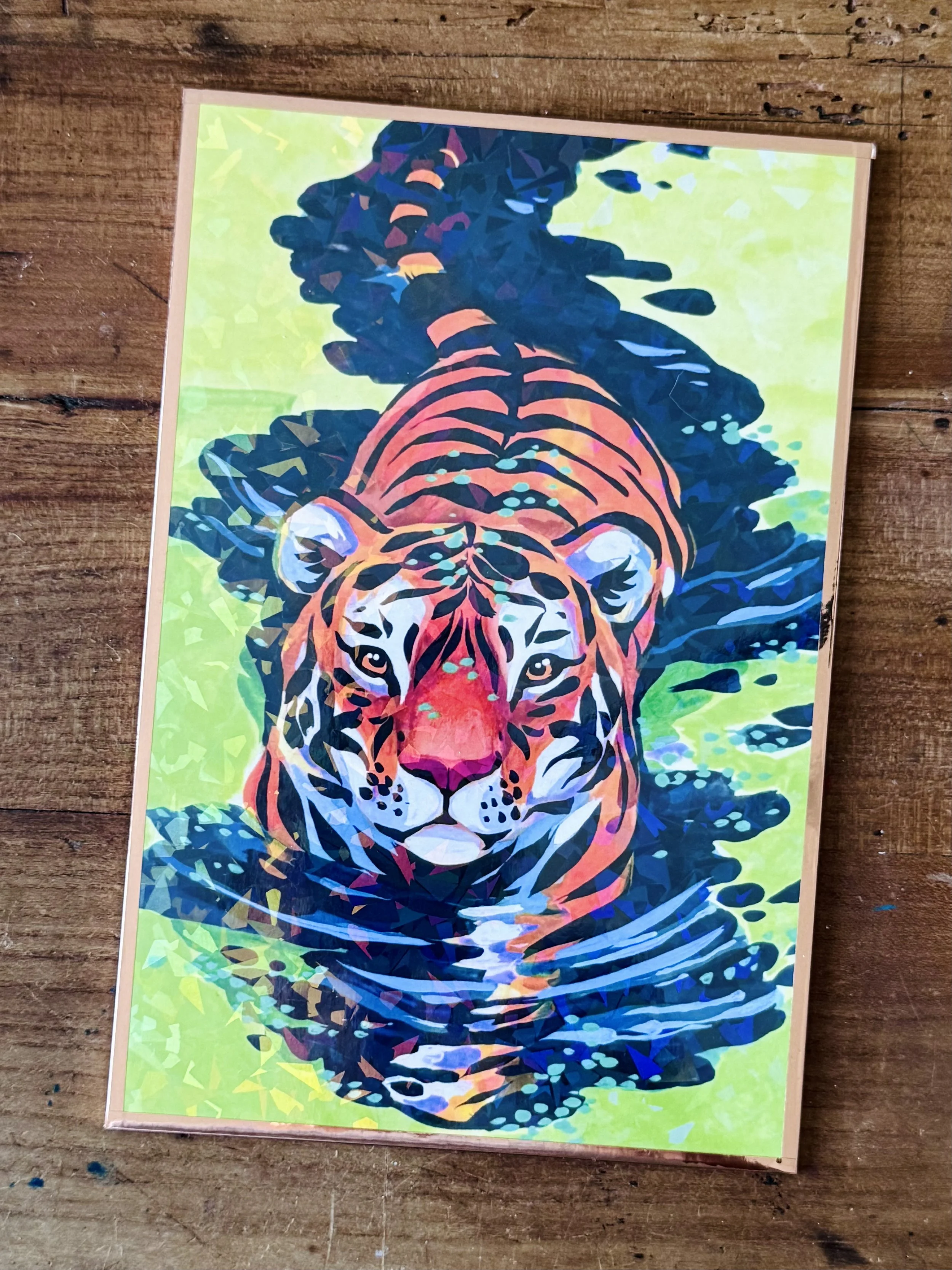 Shikishi tirage Tigre qui nage