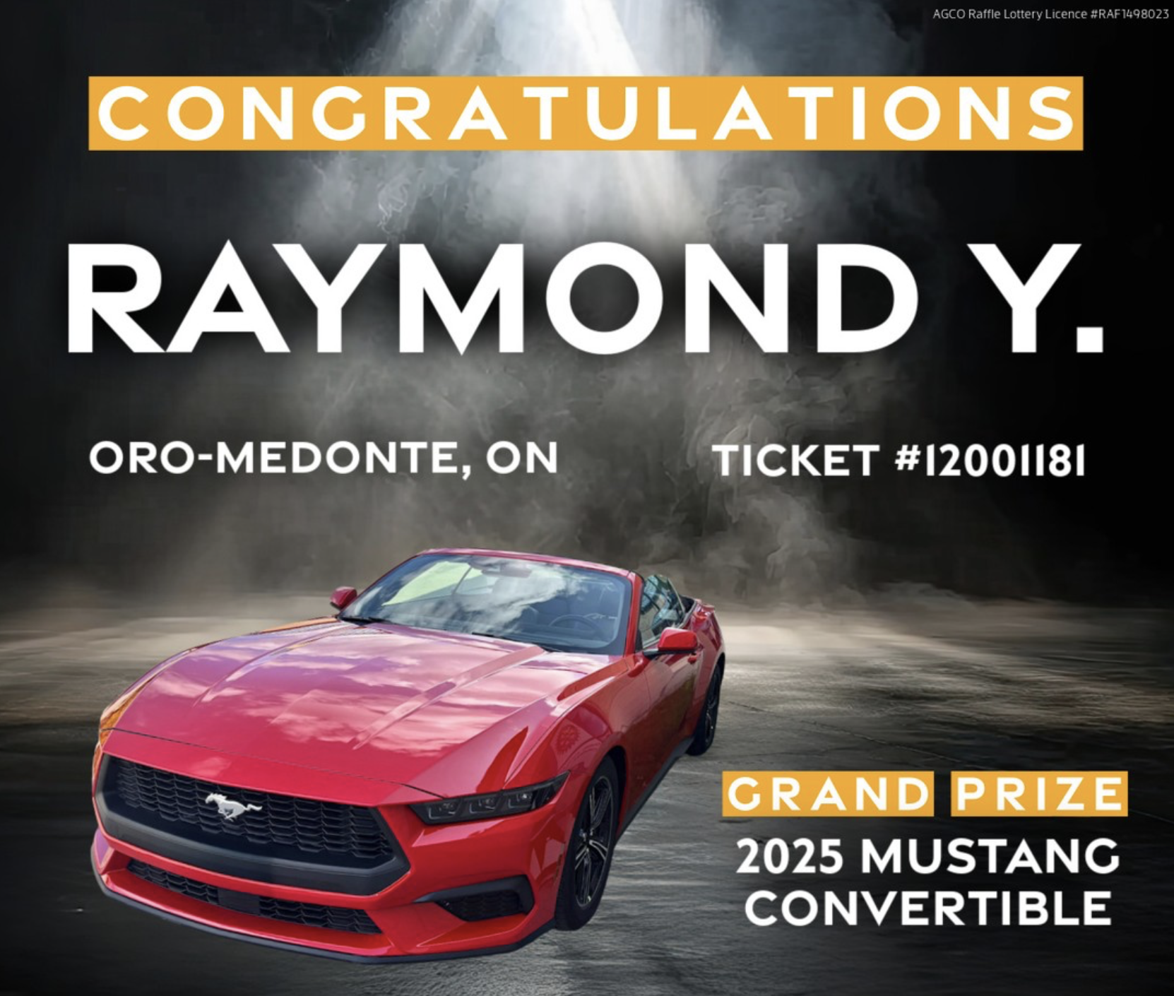 Ancaster Mustang Lottery | Ancaster | Rotary | 50/50 Cash