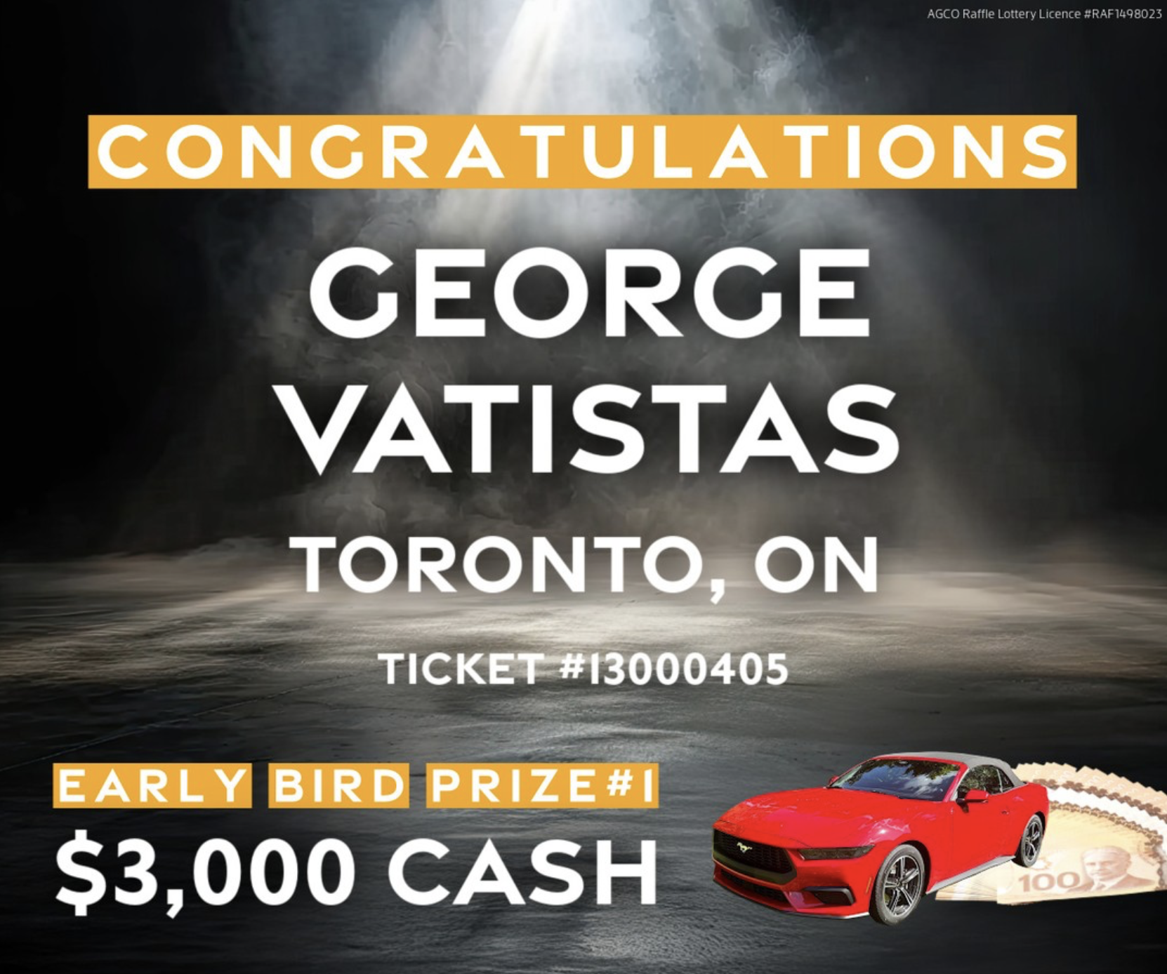 Ancaster Mustang Lottery | Ancaster | Rotary | 50/50 Cash