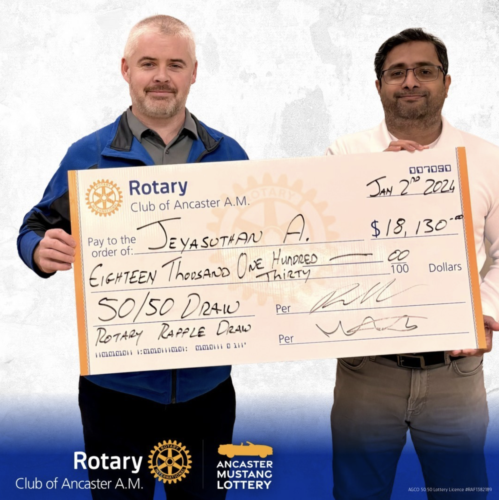 Ancaster Mustang Lottery | Ancaster | Rotary | 50/50 Cash