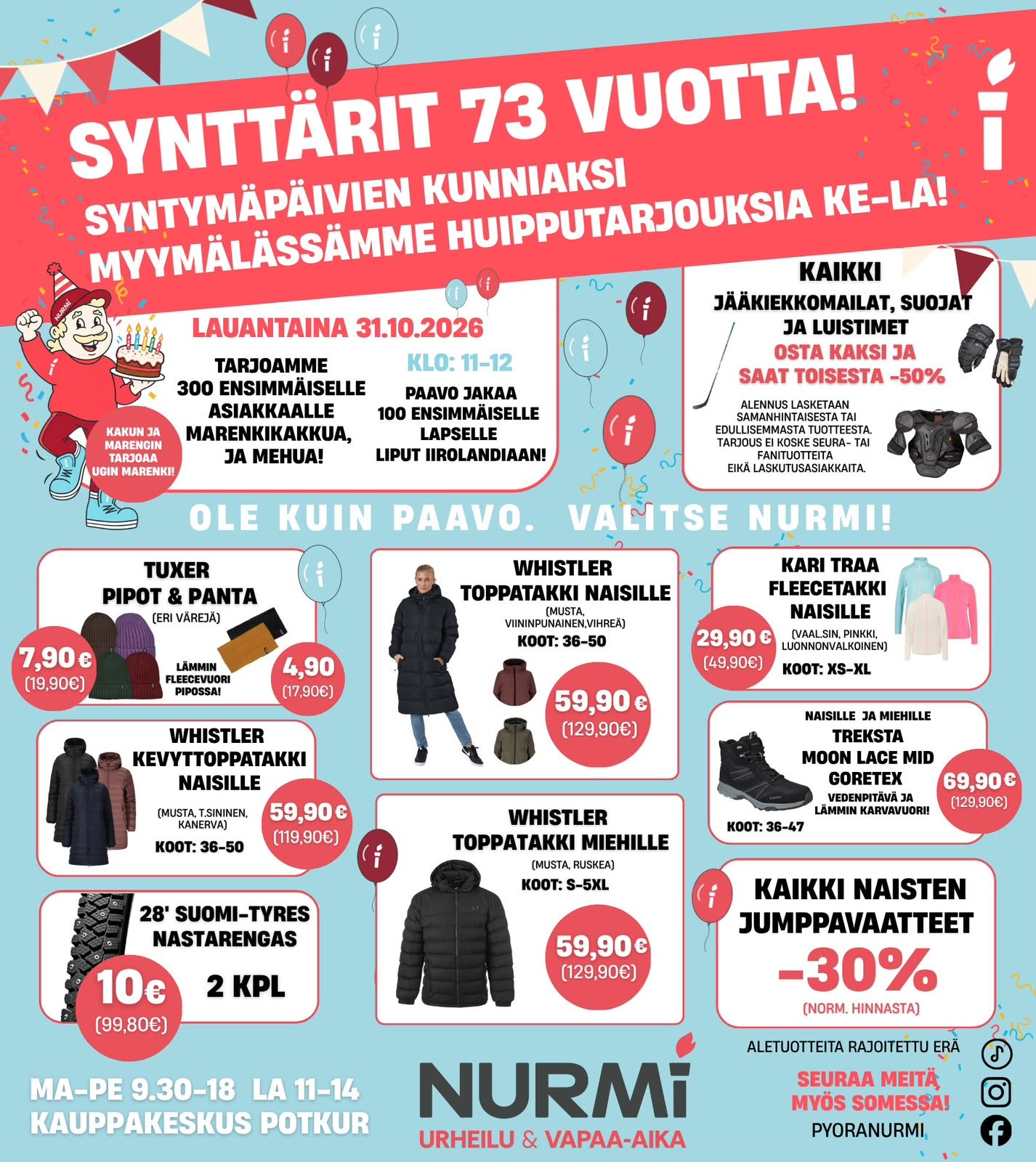 Nurmi täyttää 73 vuotta – tervetuloa synttärijuhliin!