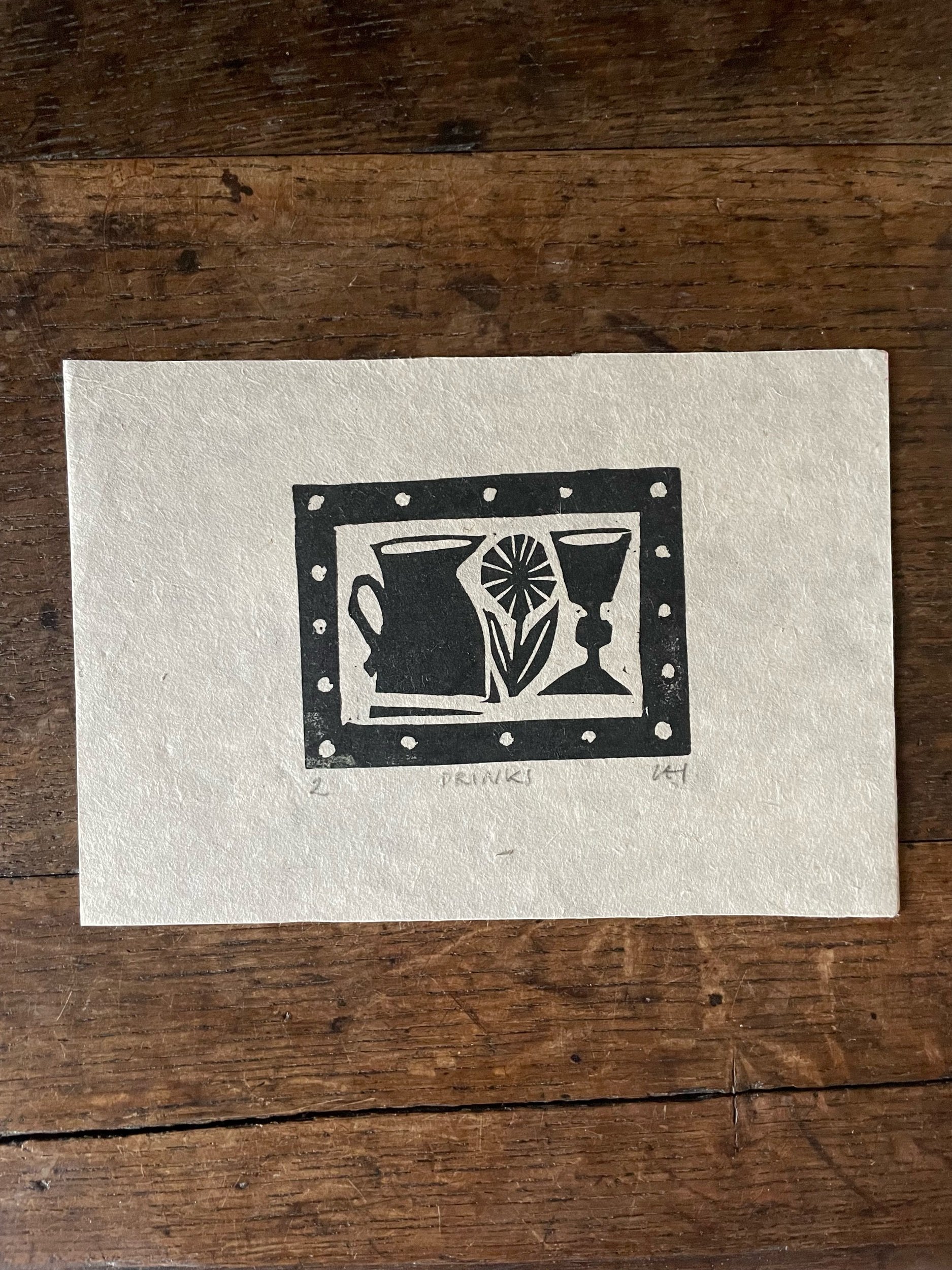 Jug and Glass - Linocut Print