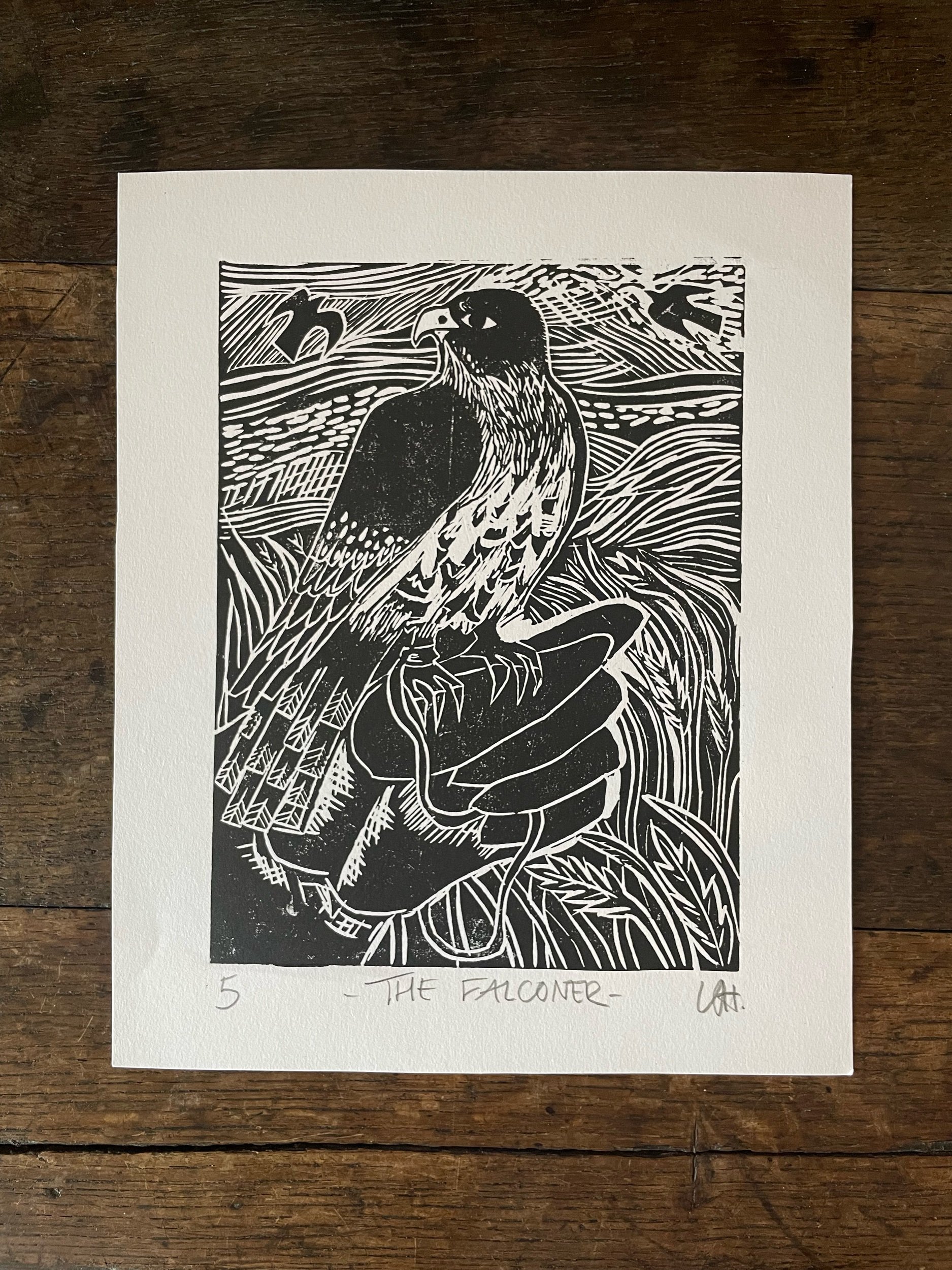 The Falconer - Linocut Print