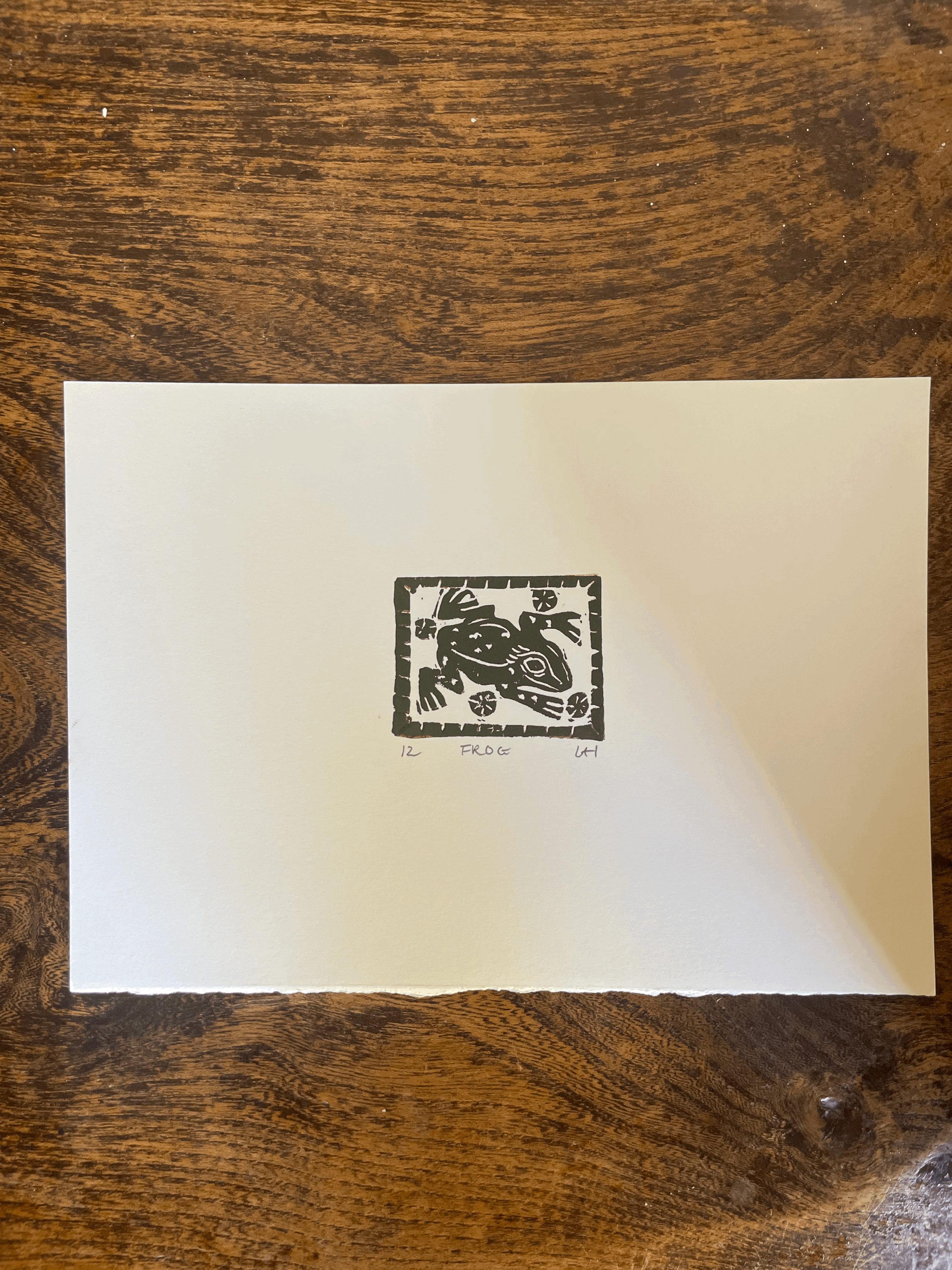 Mini Frog - Linocut Print