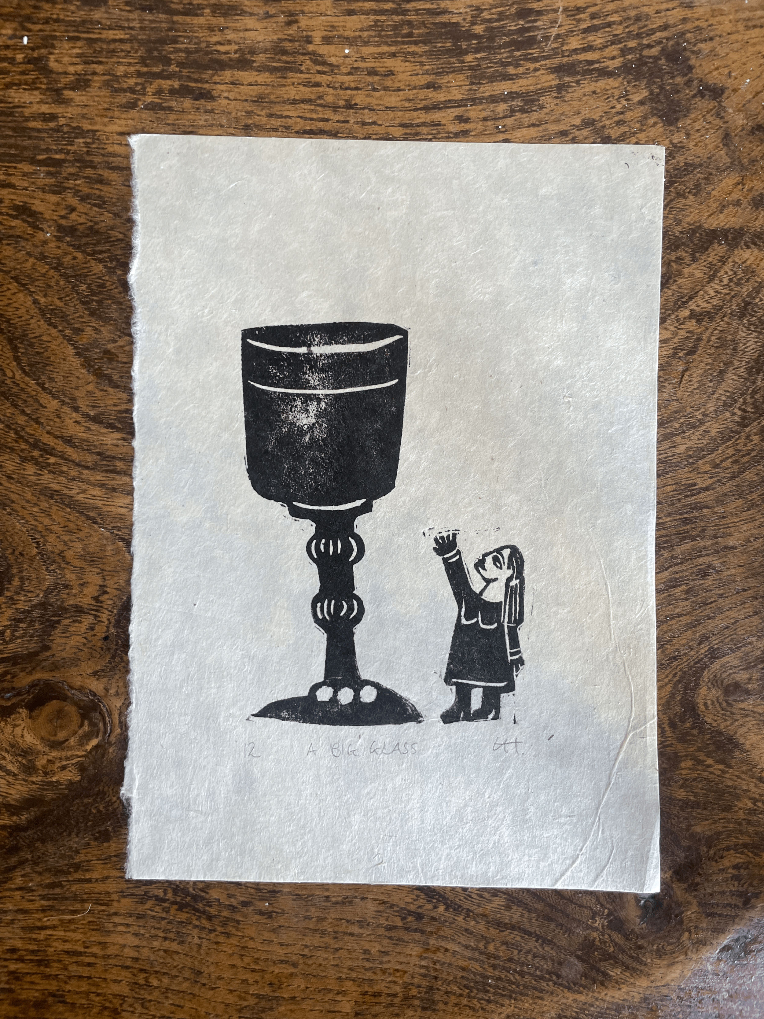 A Big Glass - Linocut Print