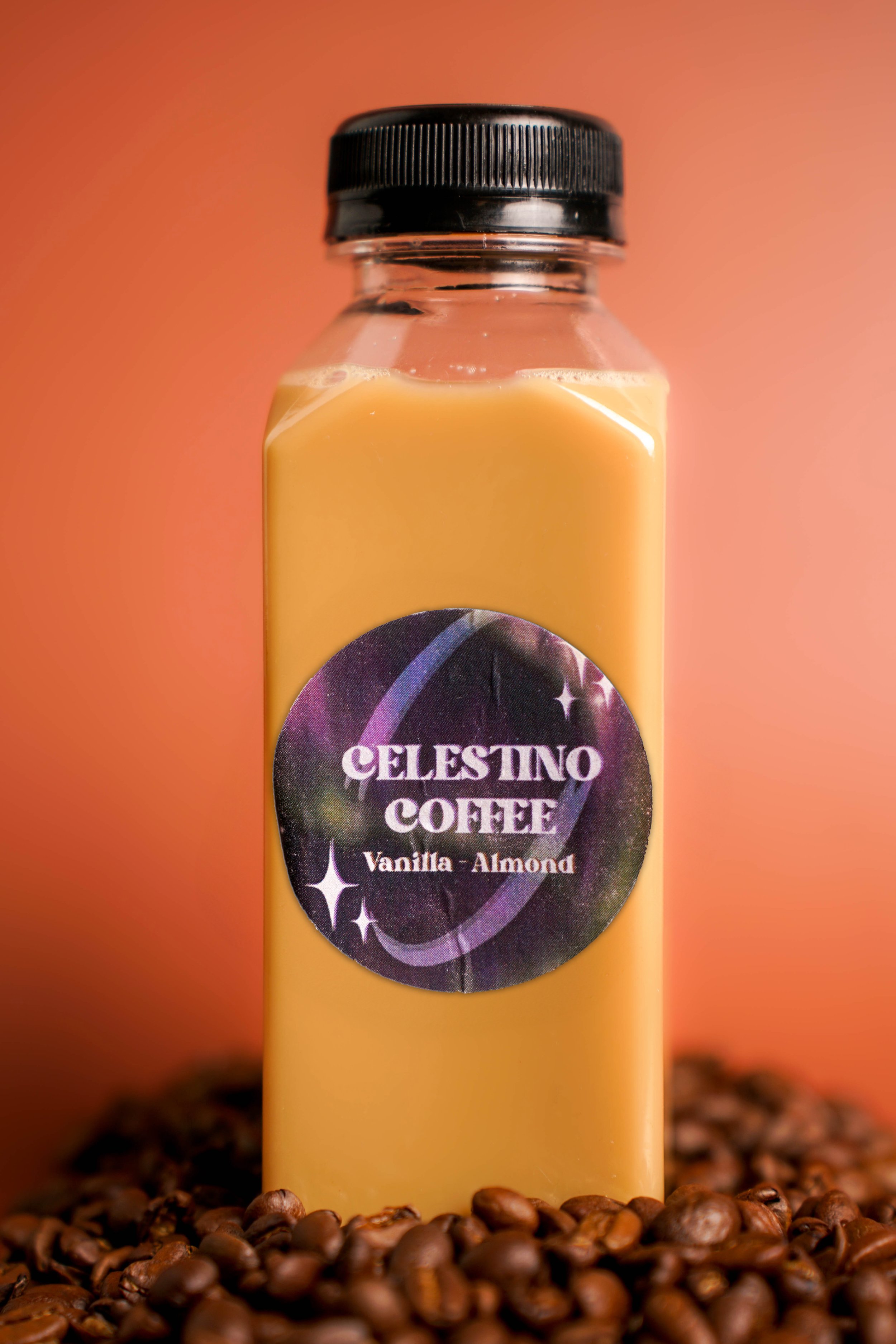 A single bottle of Celestino Coffee Vanilla-Almond flavor.