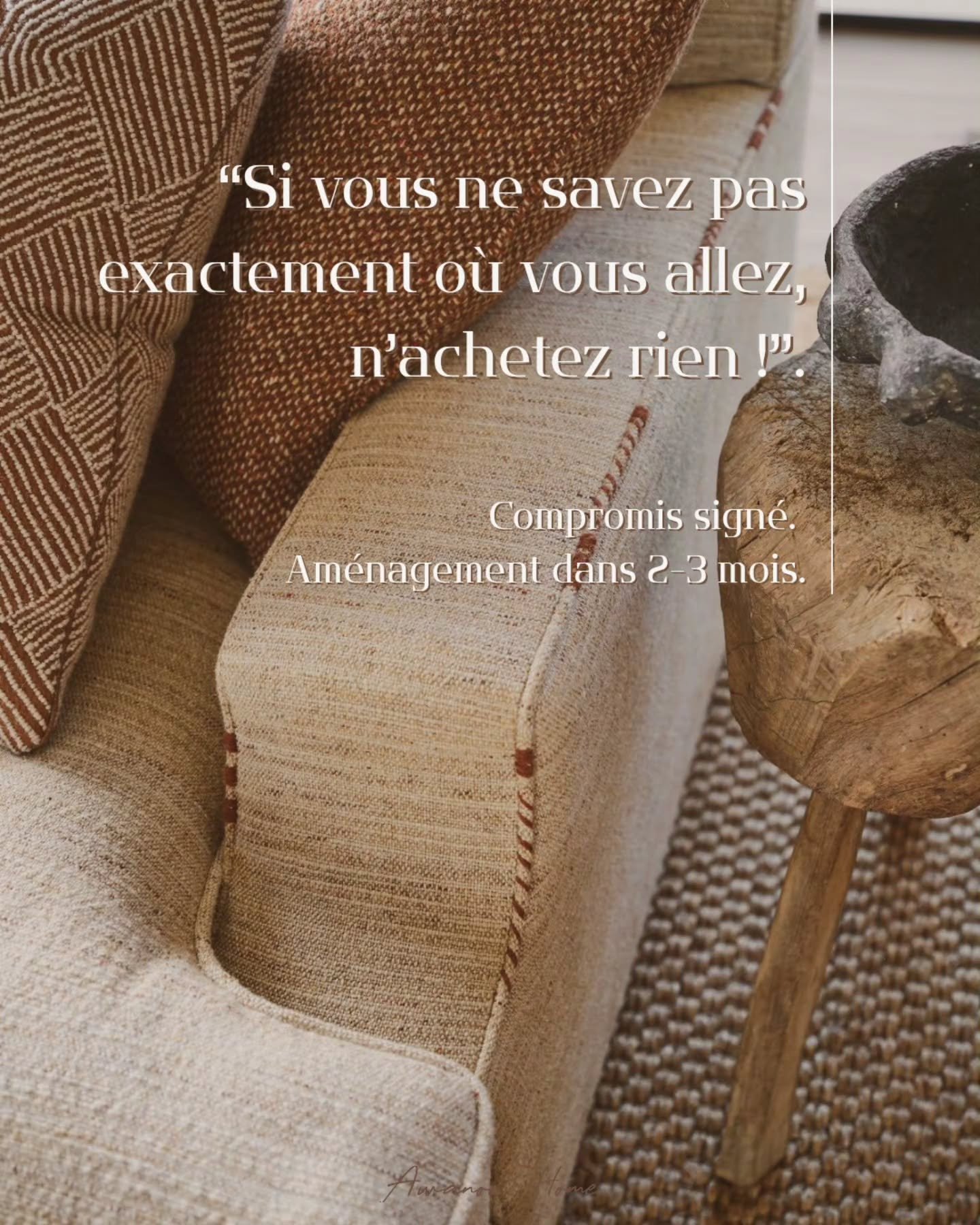 ✨️ &ldquo;Si vous ne savez pas  exactement o&ugrave; vous allez,
 n&rsquo;achetez rien !&rdquo; 

C&rsquo;est avant d&rsquo;emm&eacute;nager que tout se d&eacute;cide.

Vous &ecirc;tes dans cette phase un peu particuli&egrave;re.
Excitation. Projecti