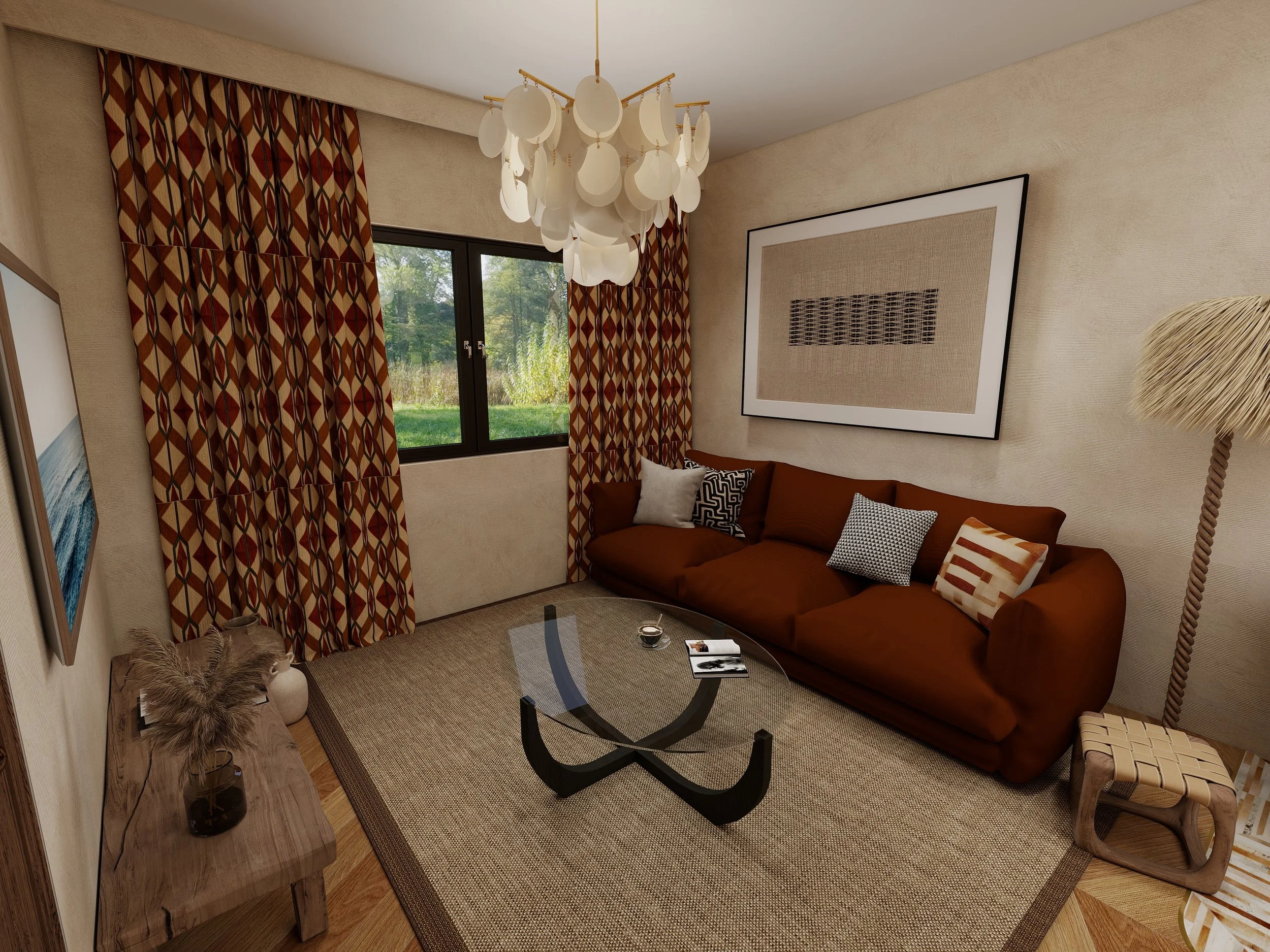 Décoration intérieure élégante et ethnique d’un appartement de 46 m² pour un couple