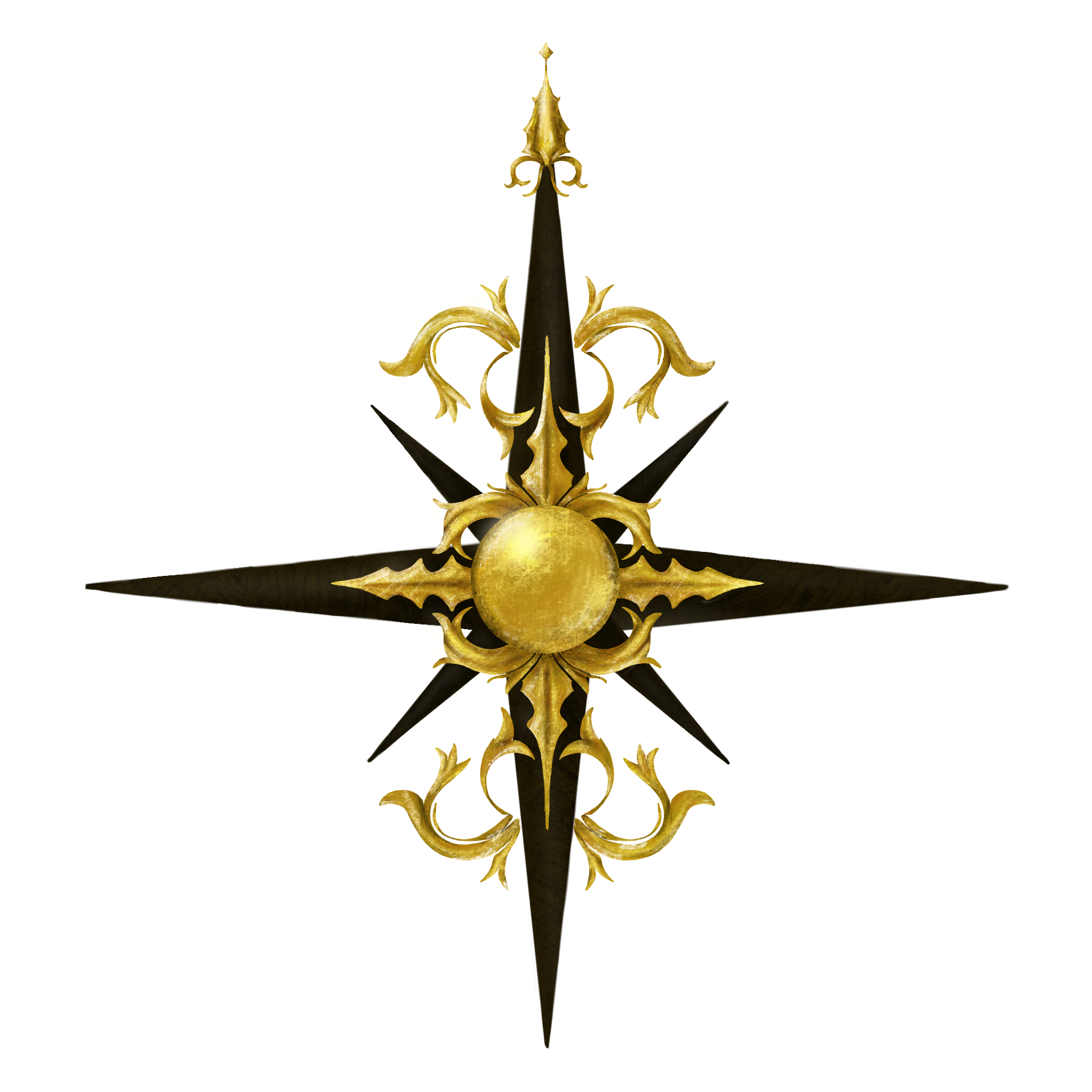 Final render of a compass-inspired dialogue wheel.