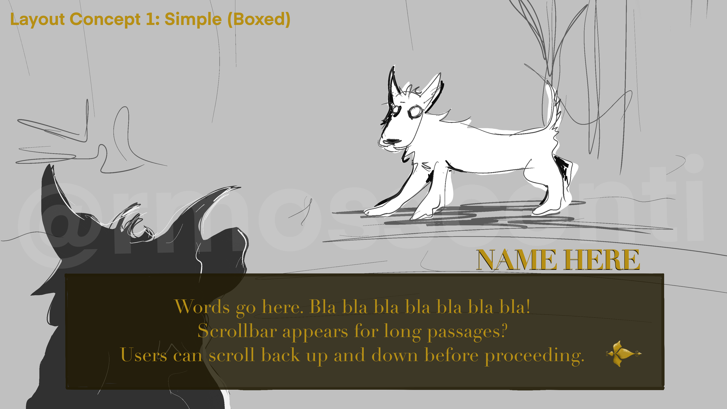 Early concept for a dialogue screen.