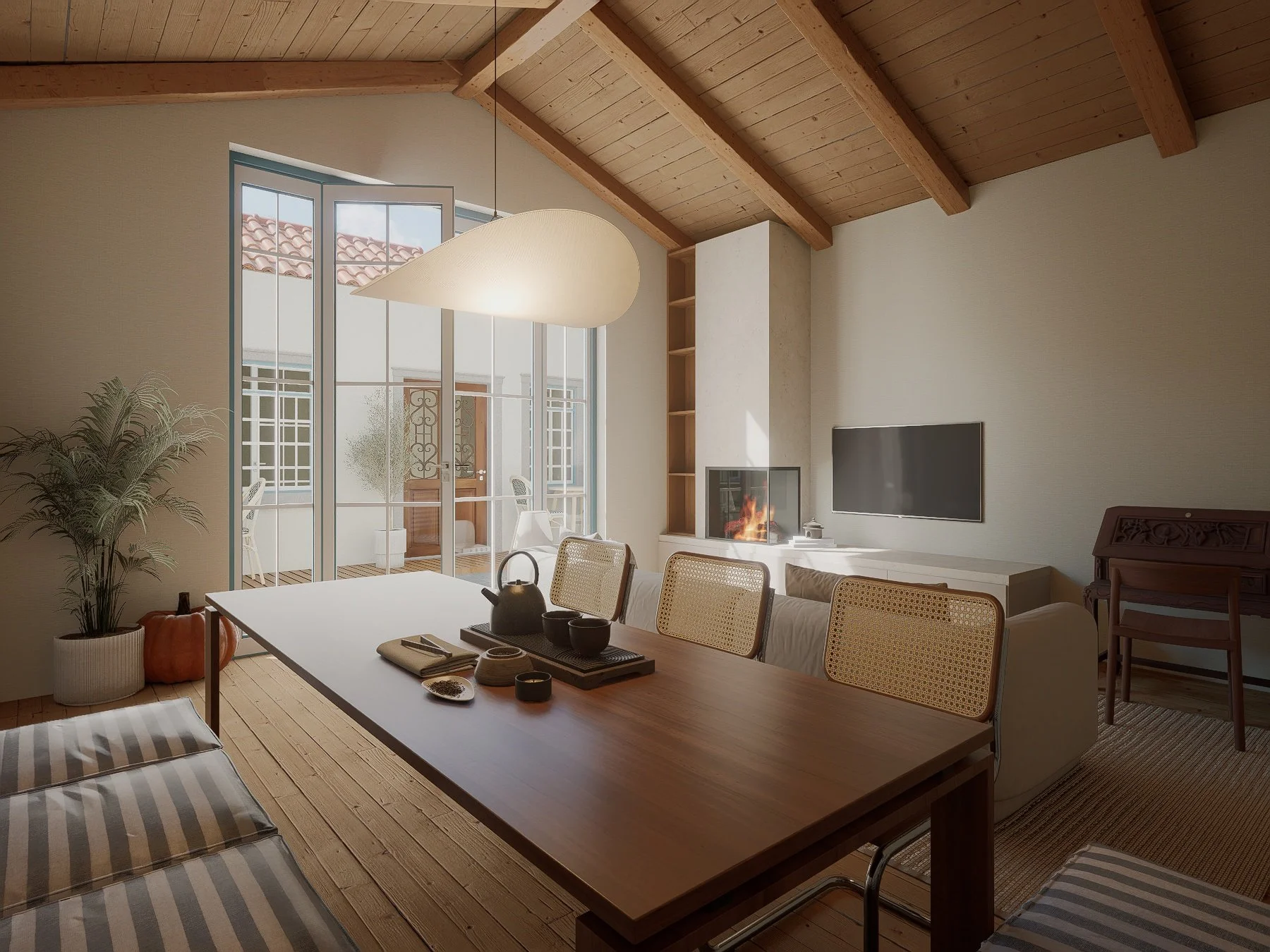 Remodelação de casa centenária em Portugal com conceito de slow living, autenticidade arquitetónica e espaços para receber família e amigos.