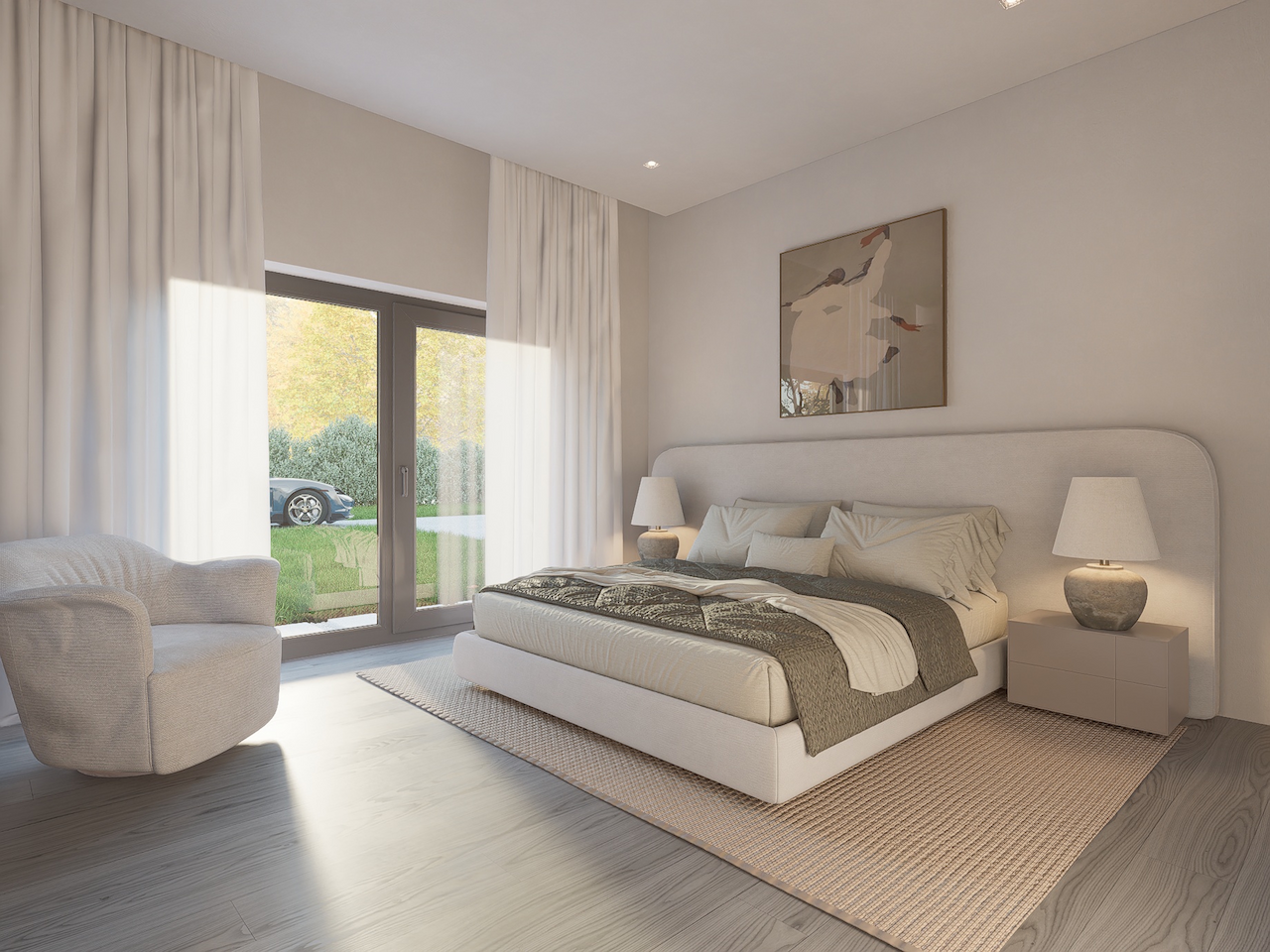 Quarto hóspedes tons bege moderno conforto elegante