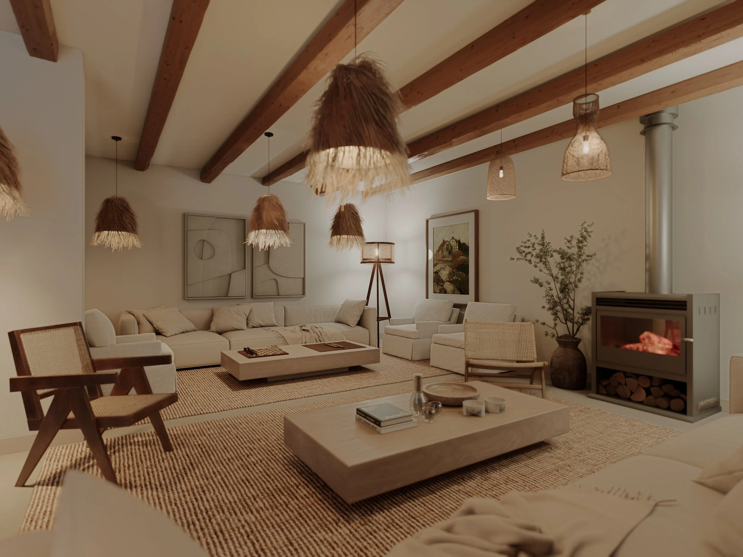 Sala de jantar de guest house na Comporta com narrativa visual inspirada nas raízes locais
