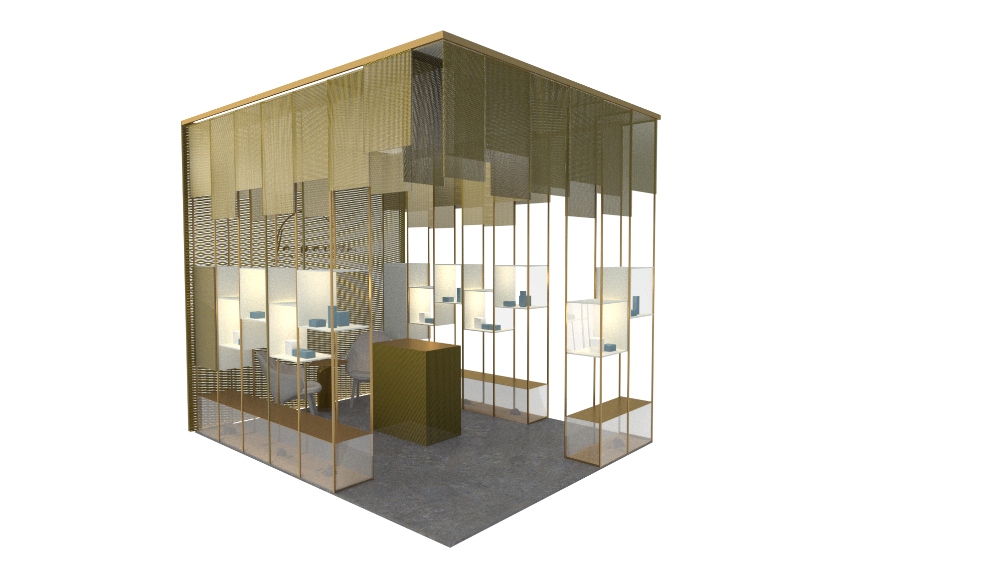 Design 3D de loja de joalharia de luxo La Maison du Solitaire em Maurícias por Diana Paiva Studio