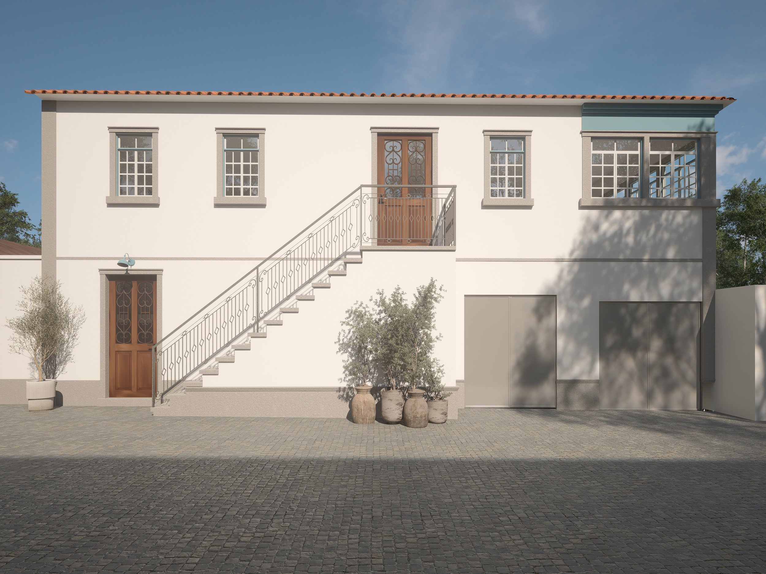 Projeto de design de interiores em casa centenária portuguesa com sala acolhedora, materiais naturais e ambiente intemporal.