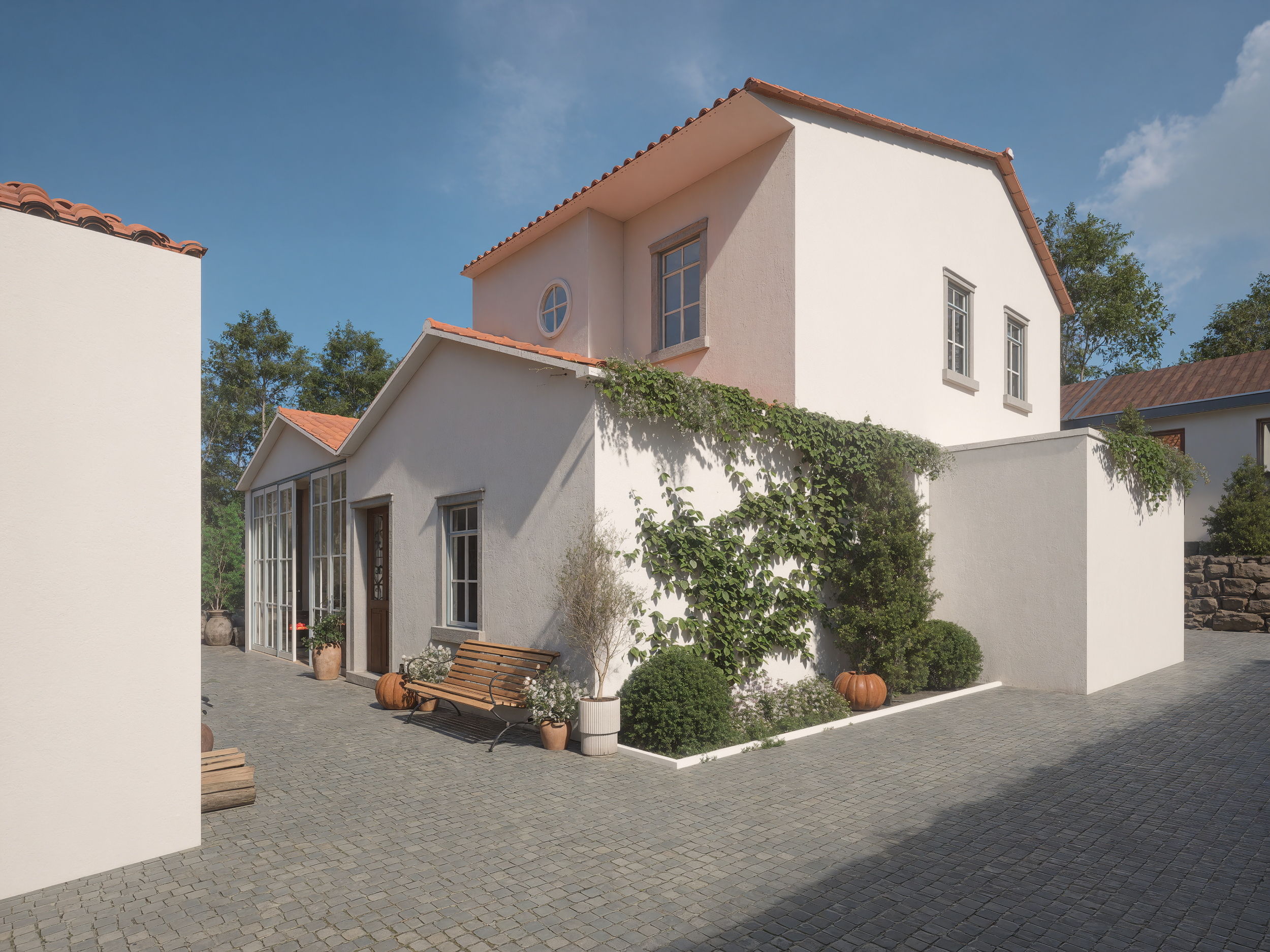 Projeto de arquitetura de interiores em Coimbra que combina heritage português, conforto contemporâneo e materiais orgânicos.