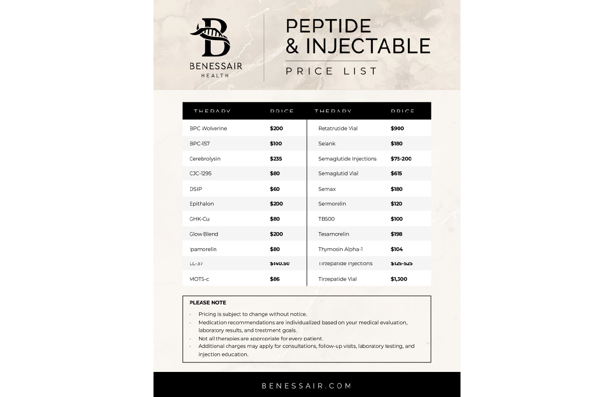 Benessair Price List.png