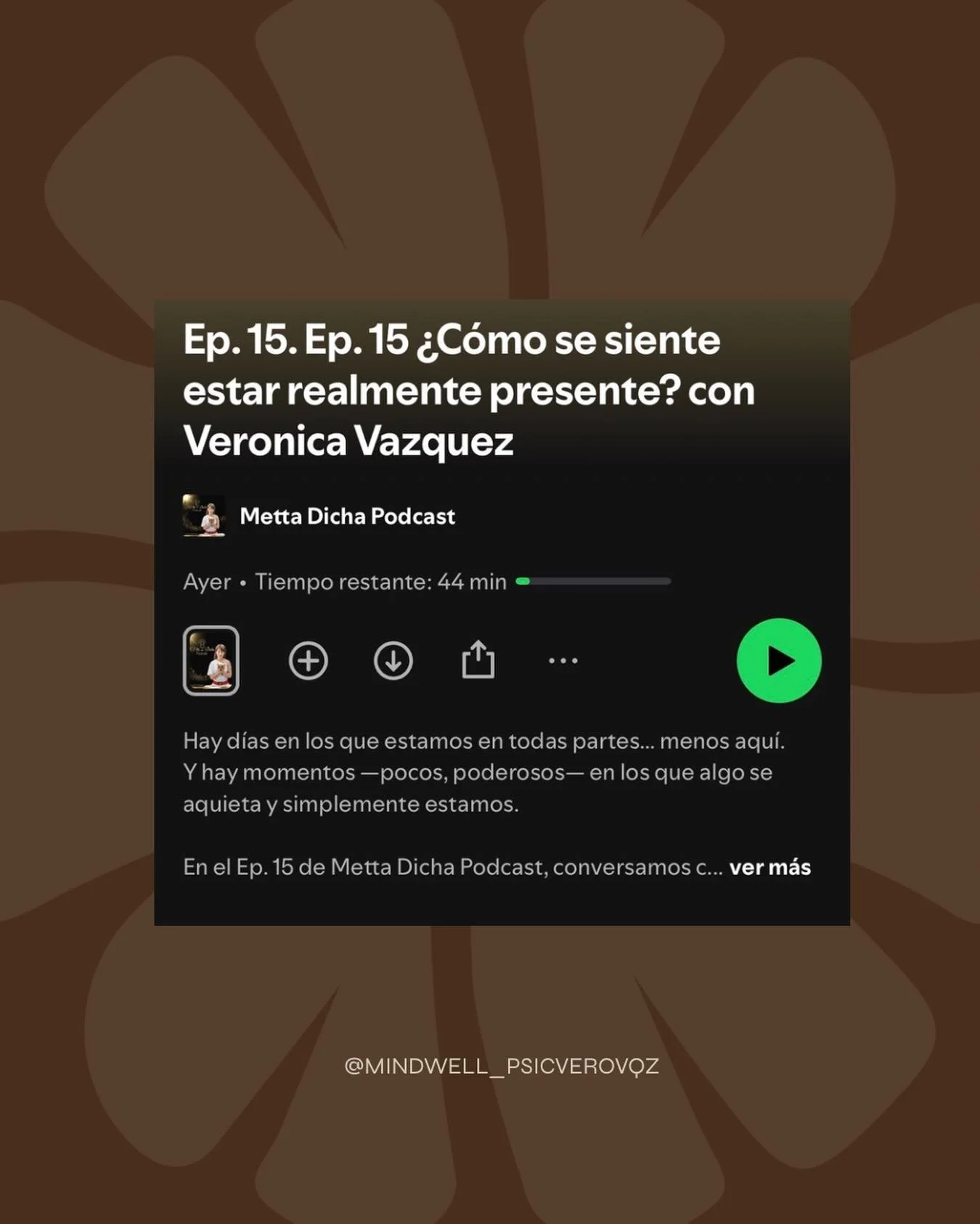✨Muchas gracias a Naye Vargas por la invitaci&oacute;n a su podcast para hablar sobre como mantenernos presente en nuestra rutina diaria con atenci&oacute;n plena. 

✨Espero les guste y me encantar&iacute;a leer sus comentarios. 

#mindfulness #atenc